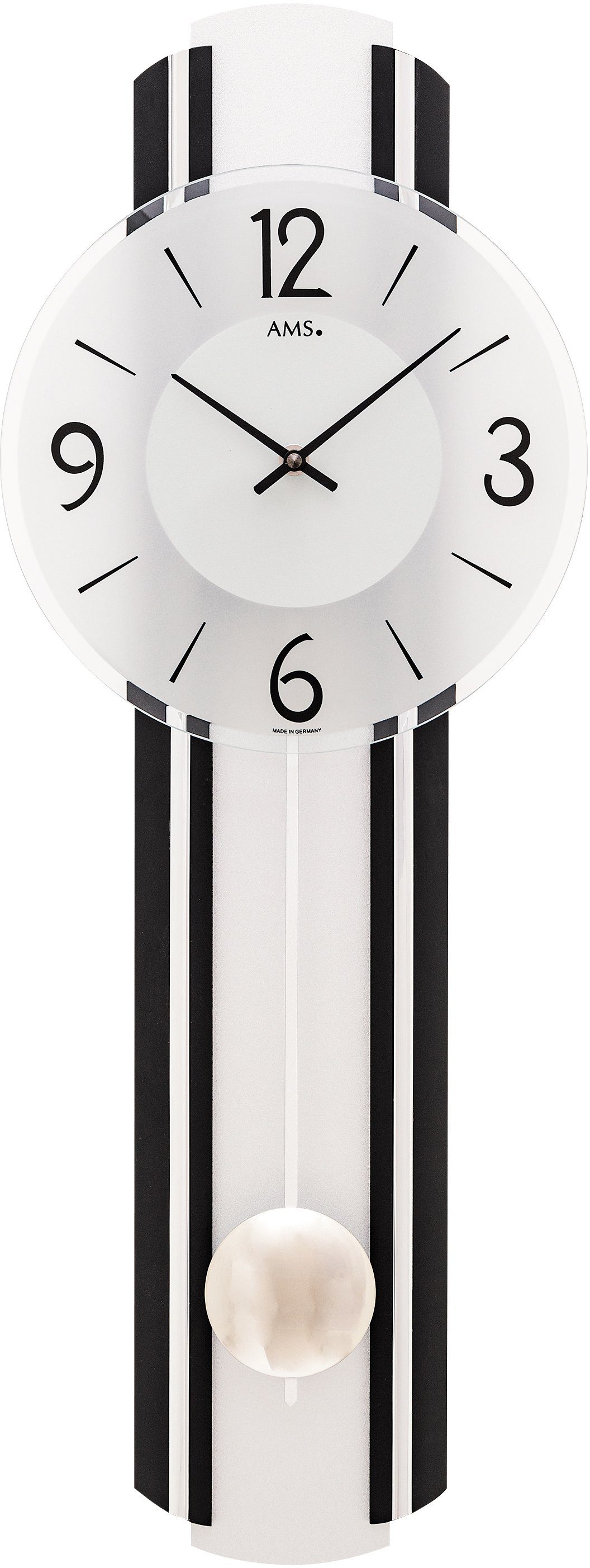 AMS Pendelwanduhr W7231 (Quarzuhr,Holzgehäuse,Esszimmer,Wohnzimmer,Made in Germany)