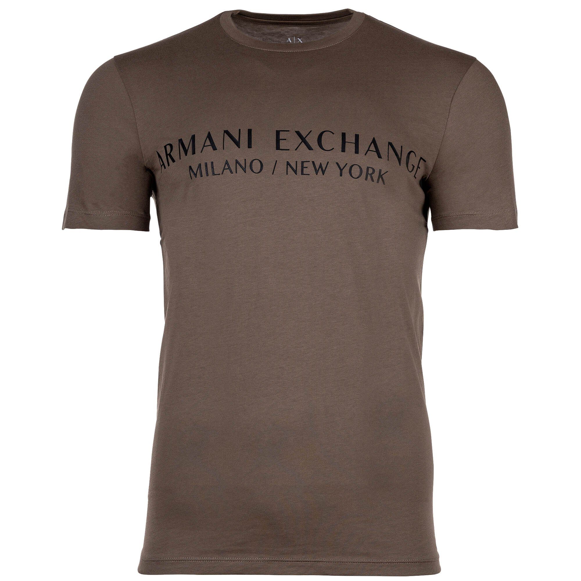 EXCHANGE - Khaki Rundhals, T-Shirt Schriftzug, ARMANI Cotton Herren T-Shirt