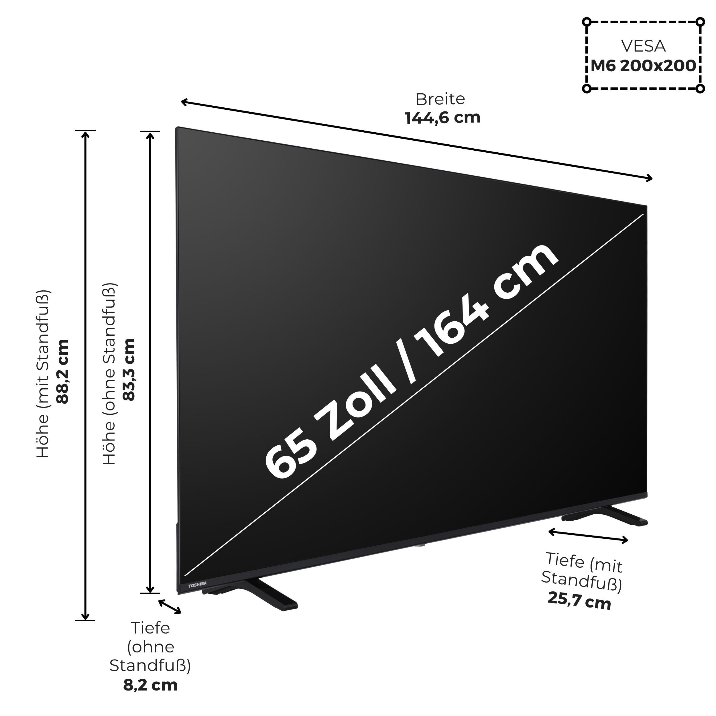 Toshiba 65QF2663DAZ QLED-Fernseher (164 cm/65 Zoll, 4K Ultra HD, Fire TV, Fire TV, HDR Dolby Vision, Triple-Tuner, Alexa Built-In)