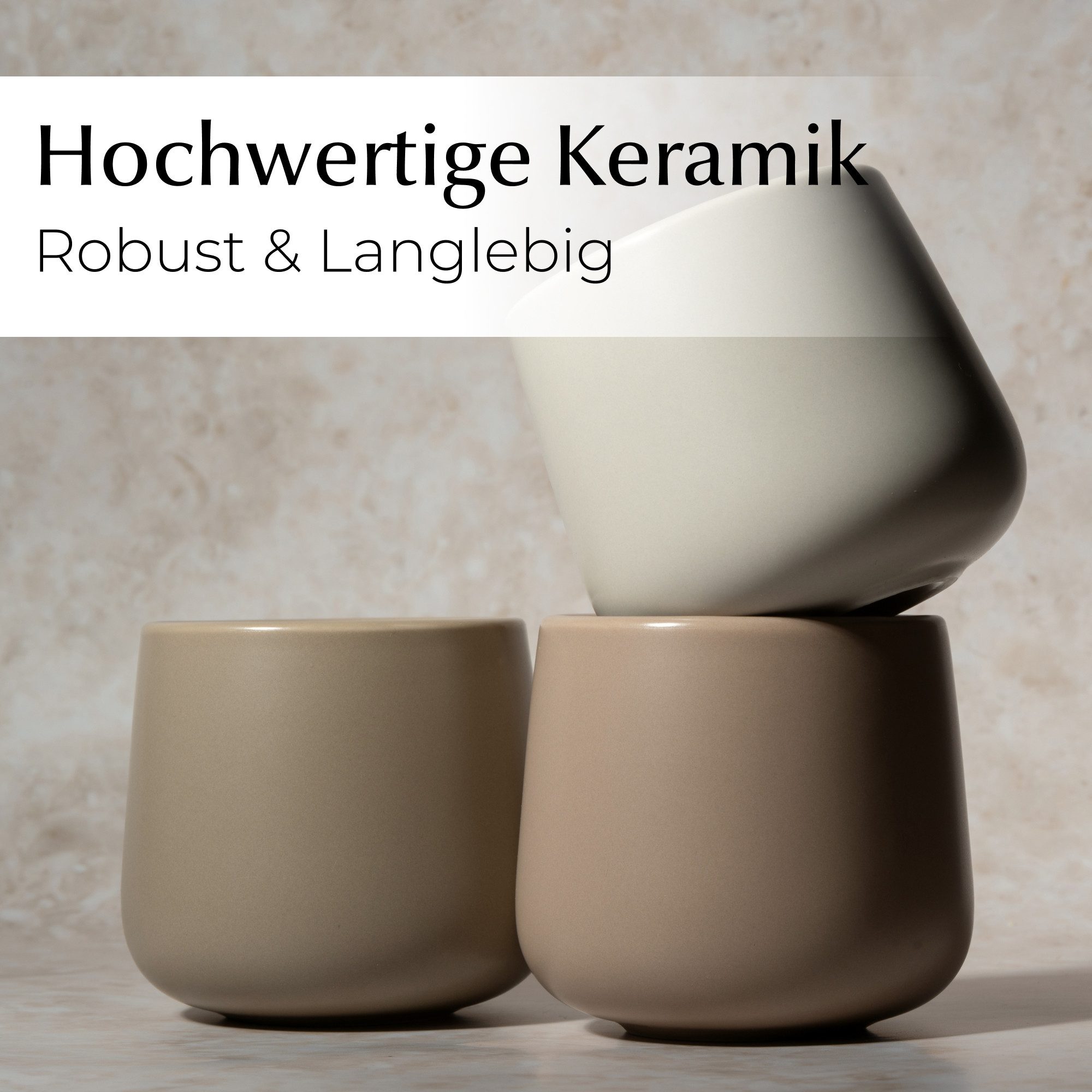 MiaMio Tasse Nami Kaffeebecher Beige Canyon, 4-tlg., Keramik, ohne Henkel, 250 ml – Bild 5 von 5