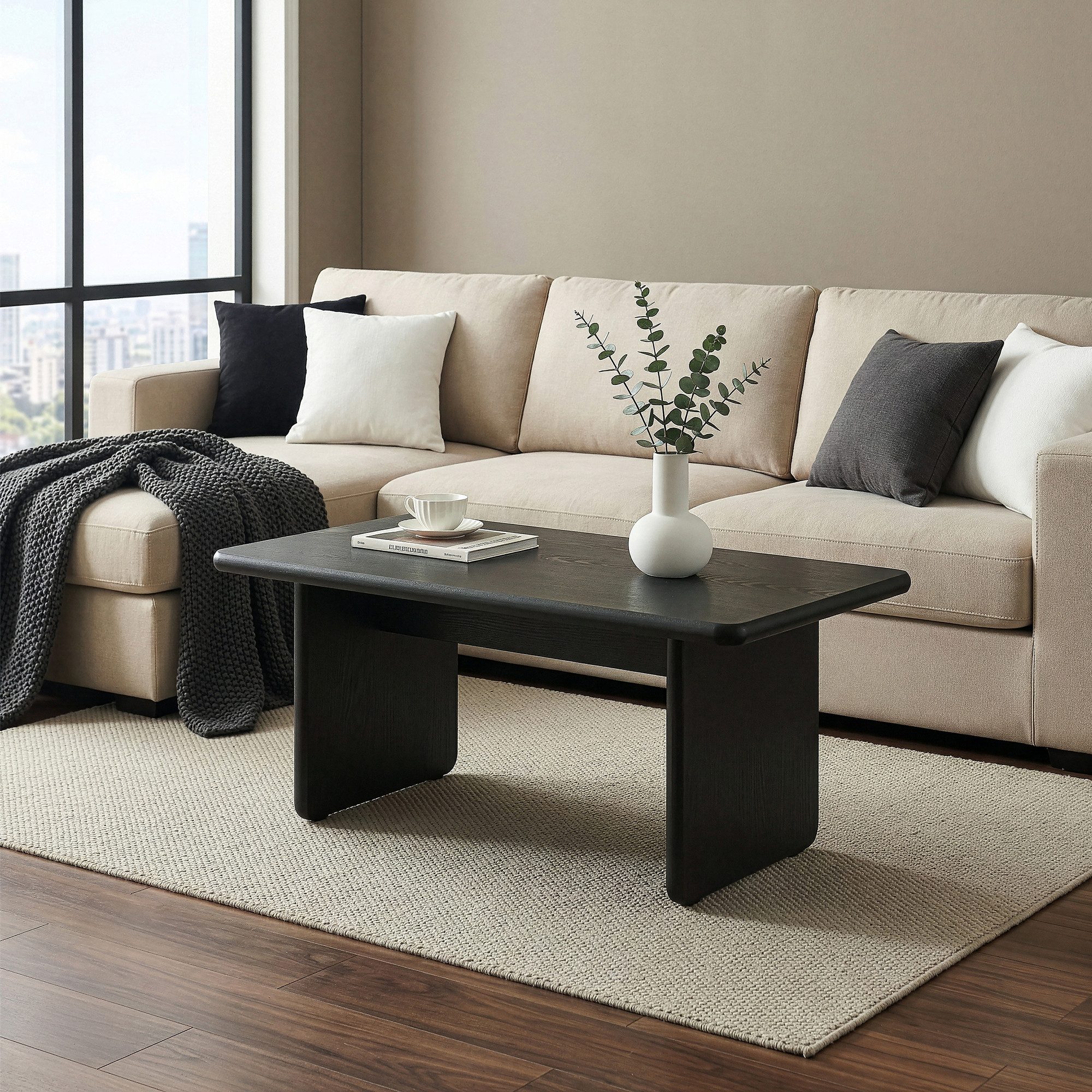 en.casa Couchtisch, »Gäljami« rechteckig 100 x 55 x 44 cm Schwarz