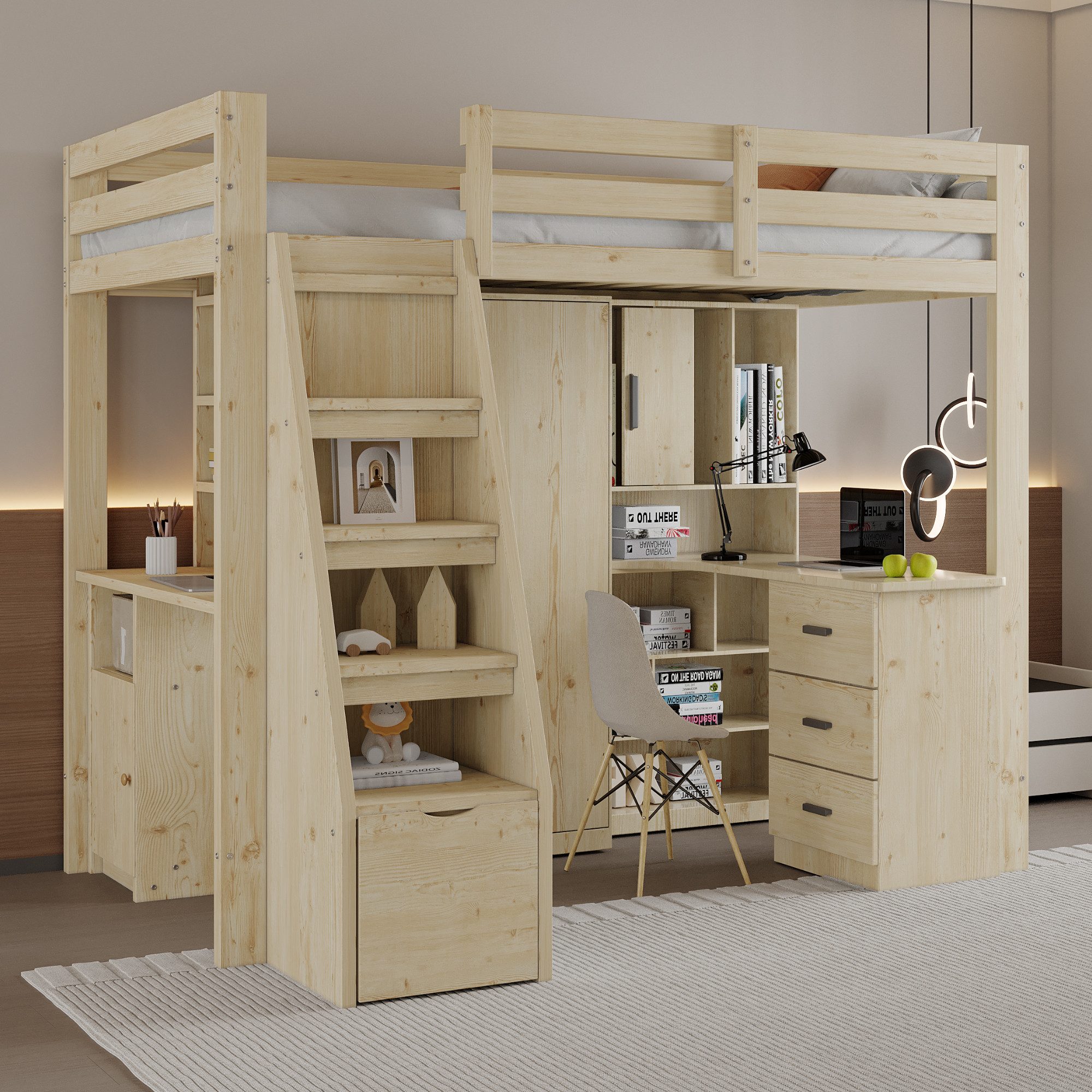 HAUSS SPOLE Hochbett 90x200 cm, Arbeitstisch günstig online kaufen