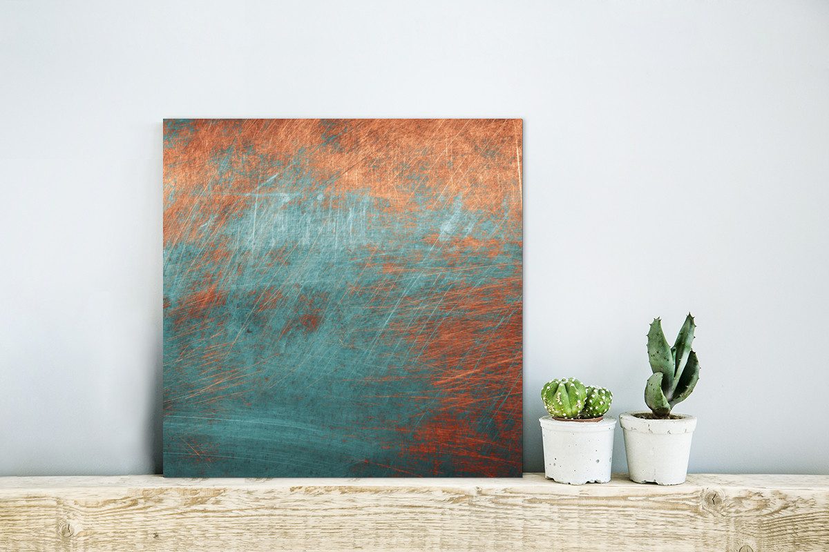 MuchoWow Metallbild Metall - Rost - Bronze - Blau - Abstrakt - Struktur, In günstig online kaufen