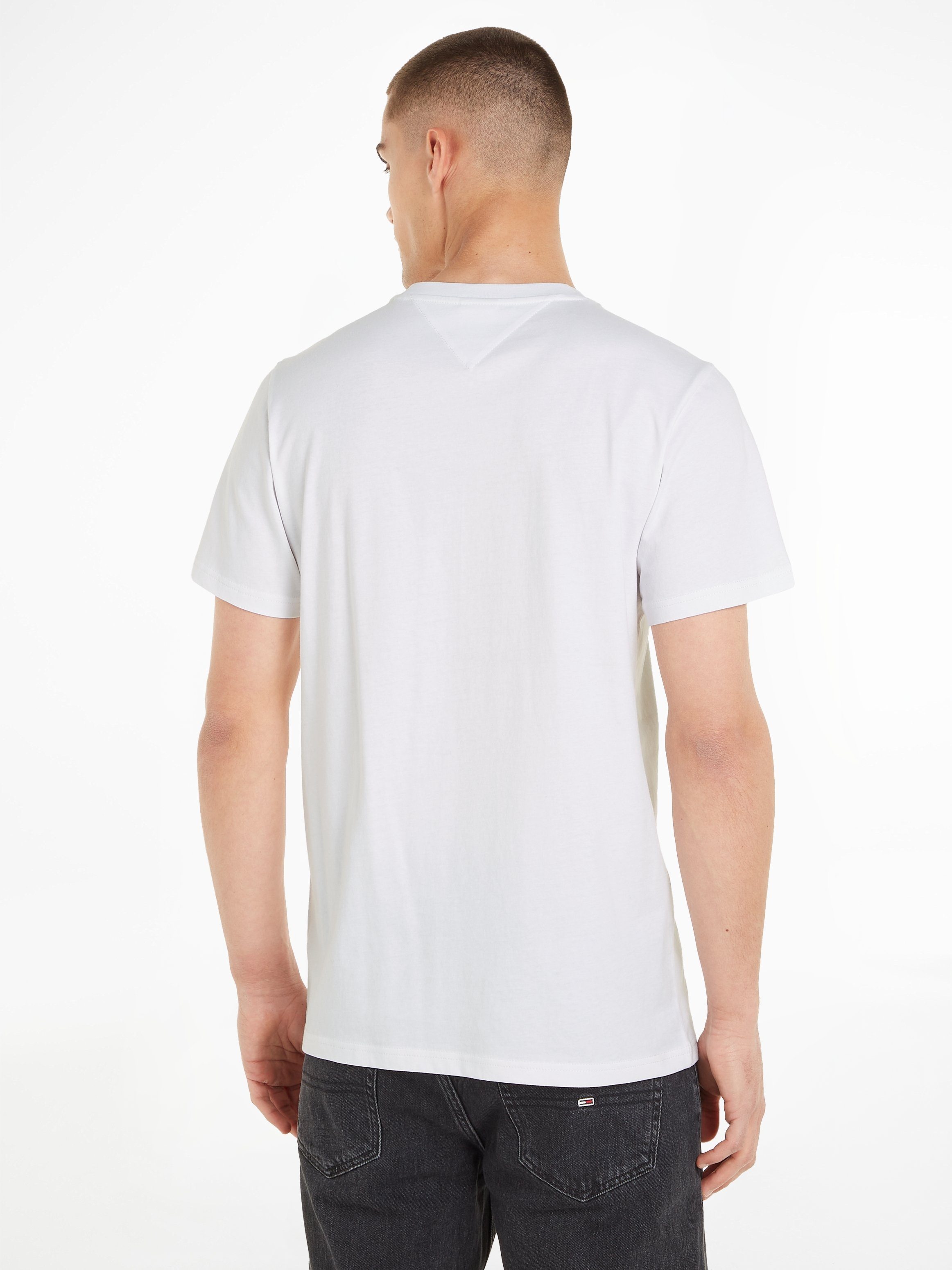 ESSENTIAL Plus White T-Shirt SLIM Tommy Tommy TEE mit FLAG Logo-Schriftzug Jeans TJM EXT Jeans