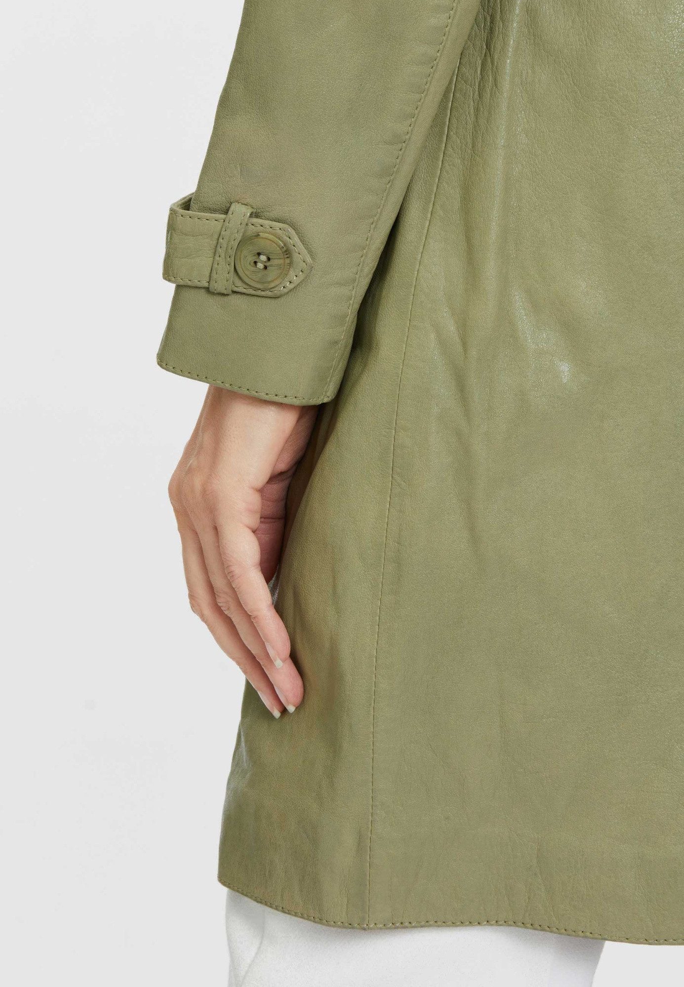 Gipsy by Mauritius Lederjacke GWLaily Gipsy by Mauritius - Damen Trenchcoat Ledermantel Lammnappa olive