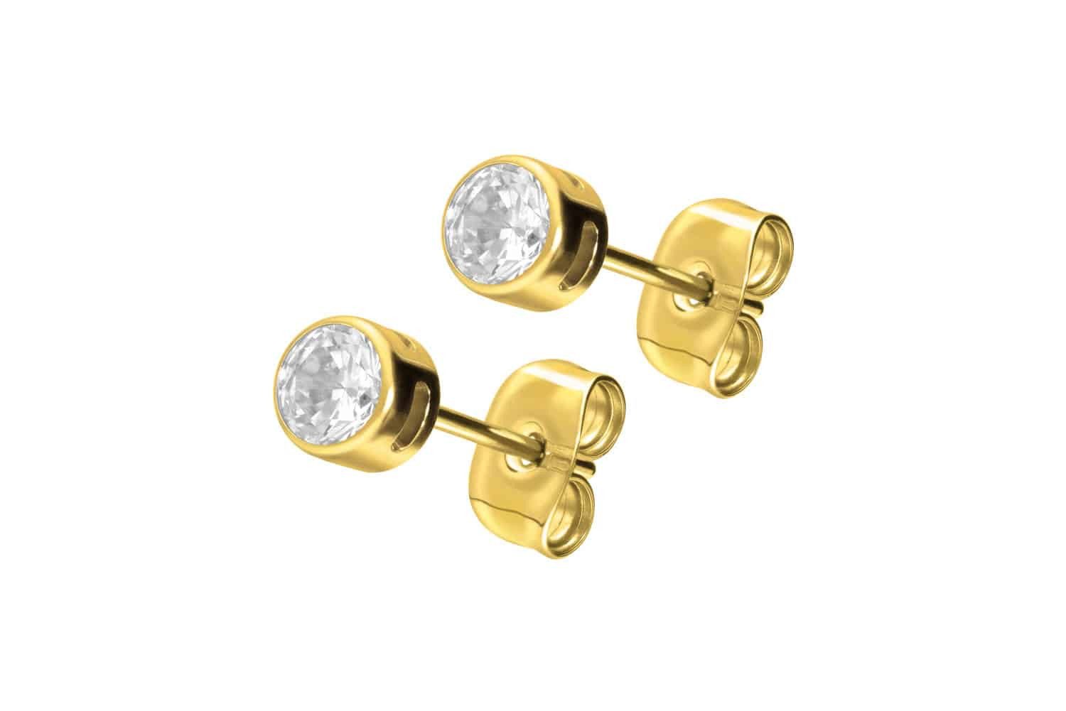 FILANGO Single-Ohrstecker Titan Ohrstecker EINGEFASSTER KRISTALL günstig online kaufen