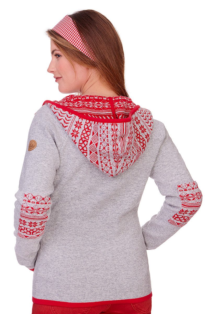 Piz Palü Trachtenstrickjacke Strickjacke Damen - EBENSFELD - grau/rot