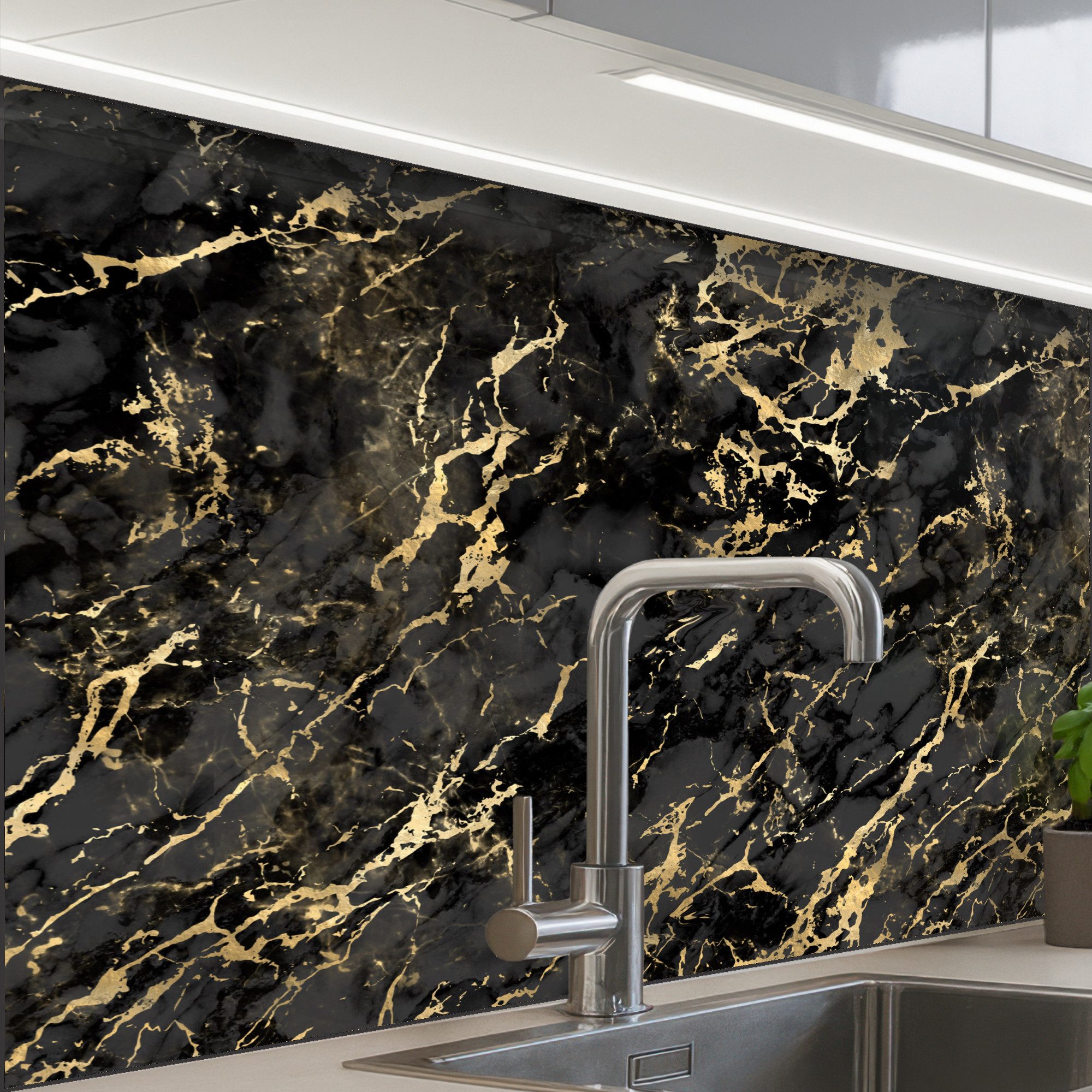 Marmor - Schwarz - Goldstruktur