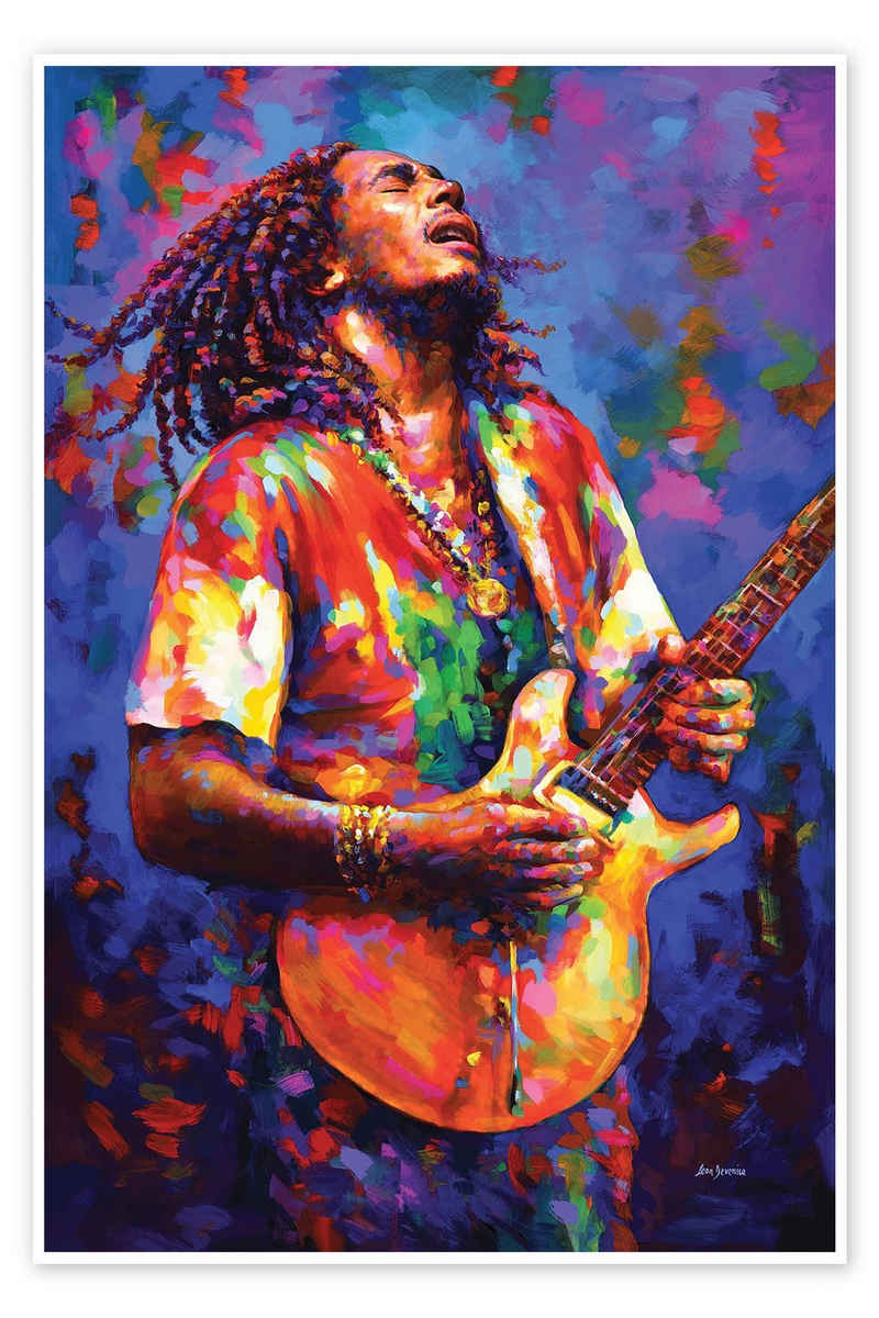 Posterlounge Poster Leon Devenice, Bob Marley, Farbenfroh, Wohnzimmer Modern Illustration