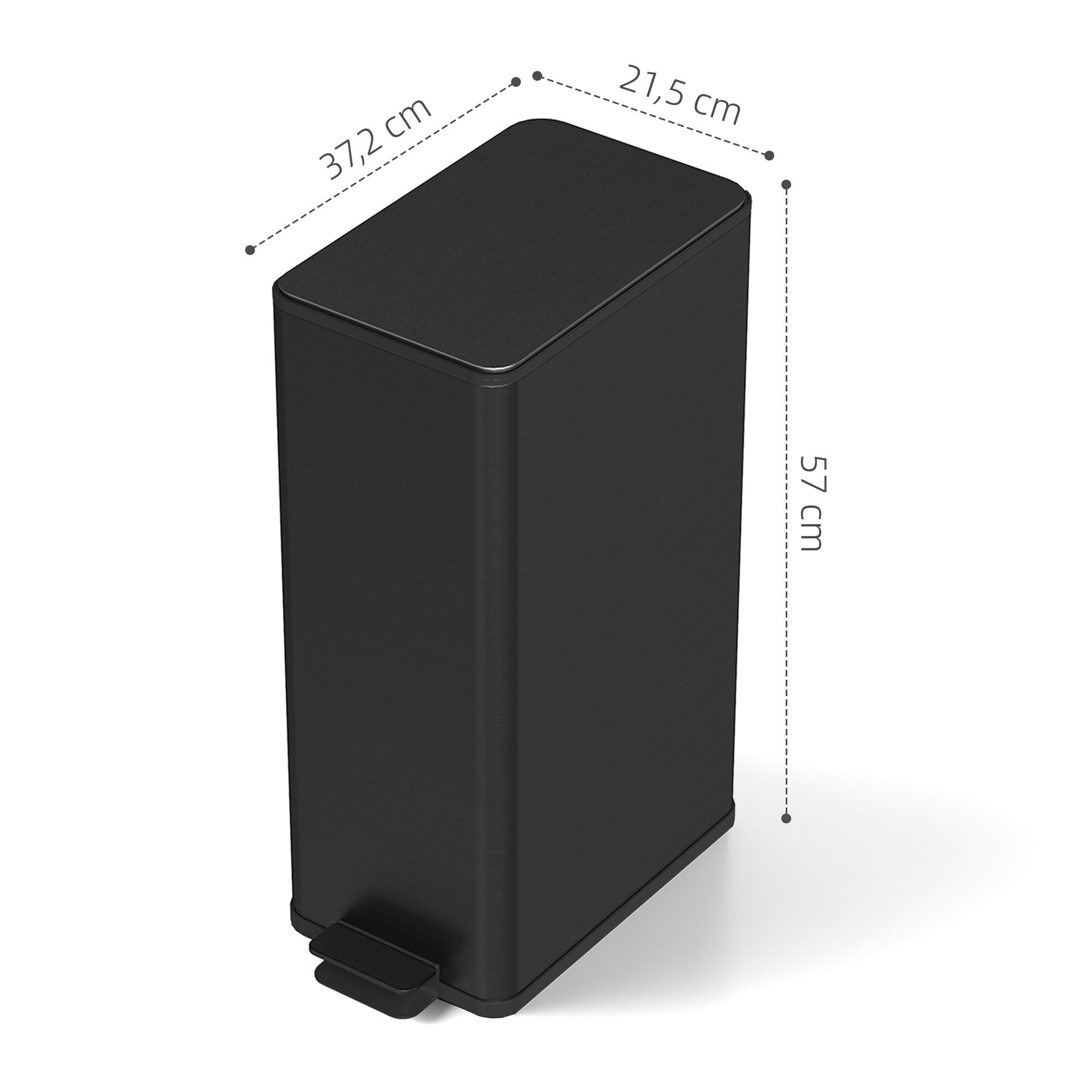 HOMCOM Mülleimer Treteimer mit Pedal, Soft-Close, fingerabdrucksicher, herausnehmbarer Inneneimer