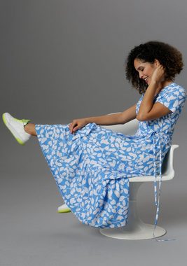 Aniston CASUAL Wickelkleid mit graphischen Blätterdruck