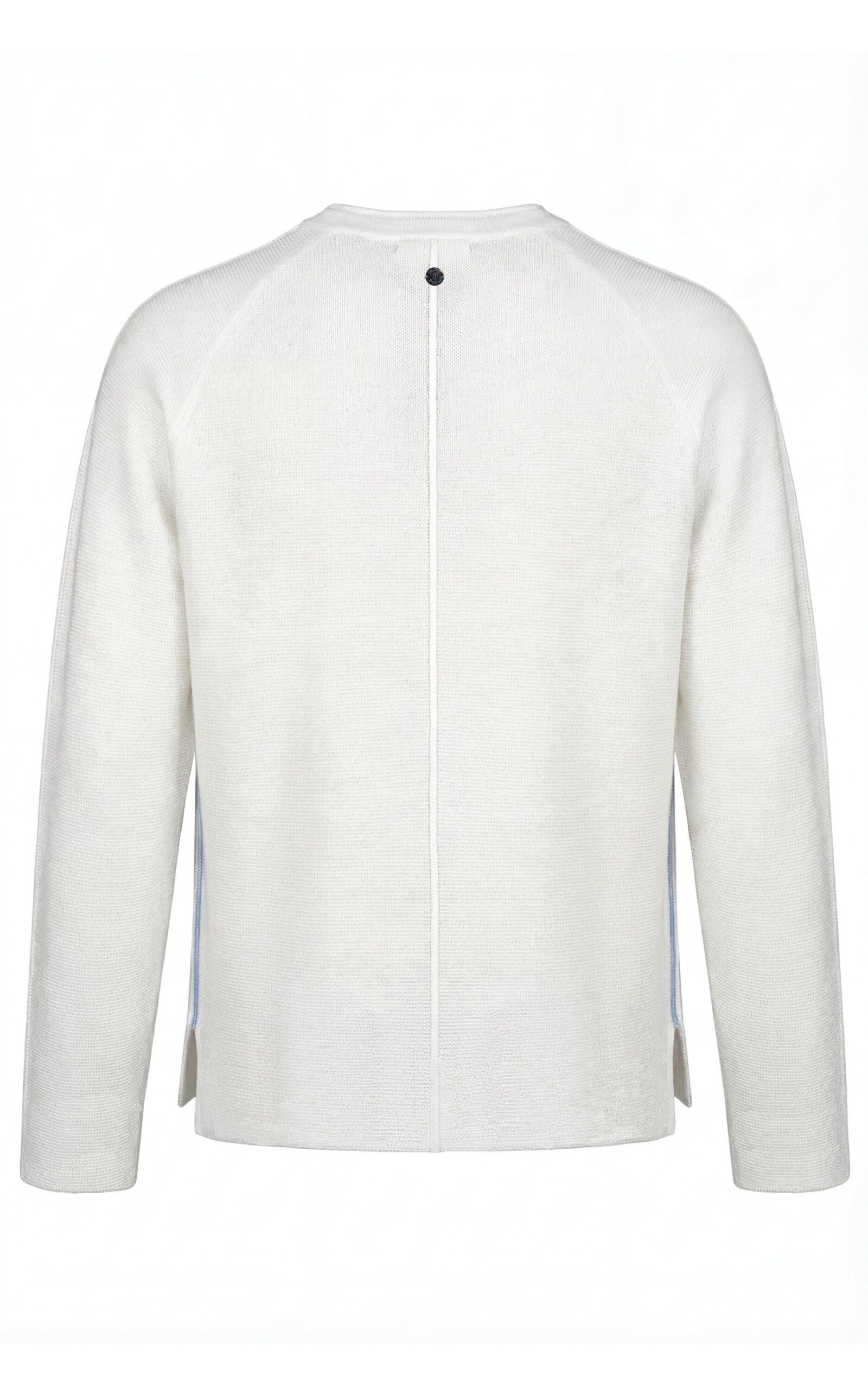 Zaubermond Strickpullover Lockerer Sommer Pullover mit Ziernähten und Kontraststreifen in Weiß