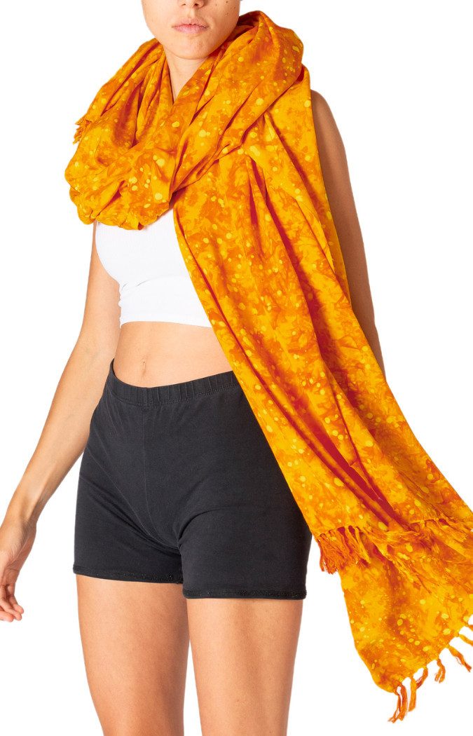 PANASIAM XXL-Schal Schal Wachsbatik für jede Jahreszeit egal ob als Schultertuch, Strandtuch Sarong oder Wickelkleid aus wunderbar weicher Viskose