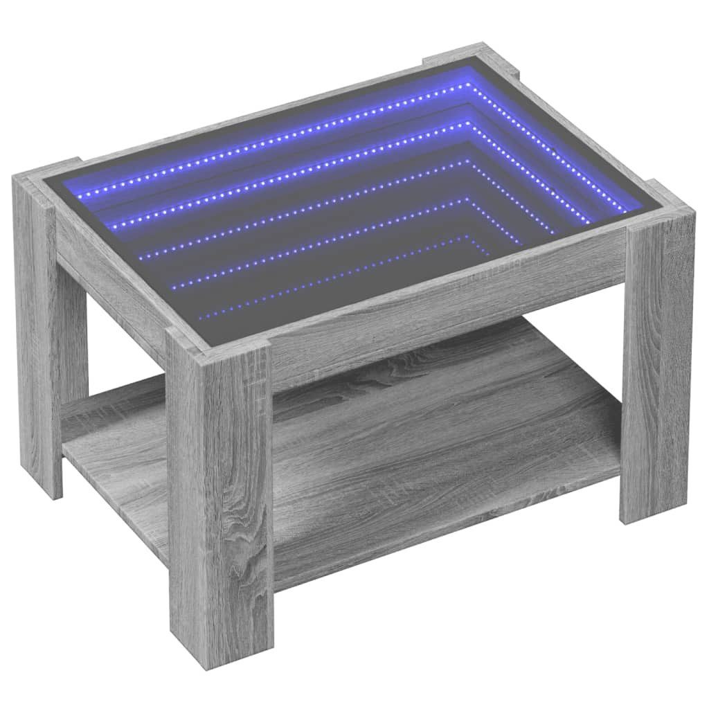 vidaXL Couchtisch LED-Couchtisch Grau Sonoma 73x53x45 cm Holzwerkstoff (1-St)