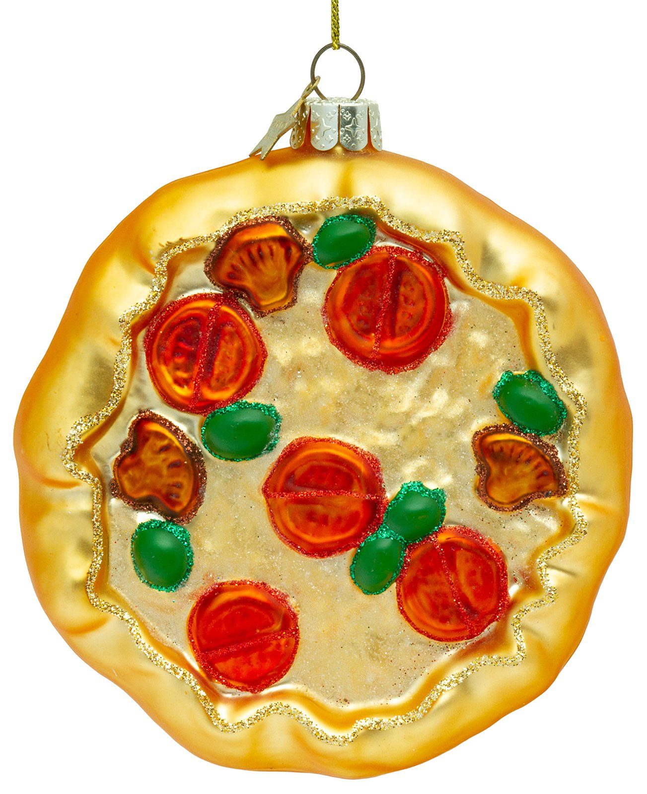 Figur Weihnachtsbaum Anhänger BS485 Christbaumschmuck Pizza SIKORA Christbaumschmuck Glas SIKORA
