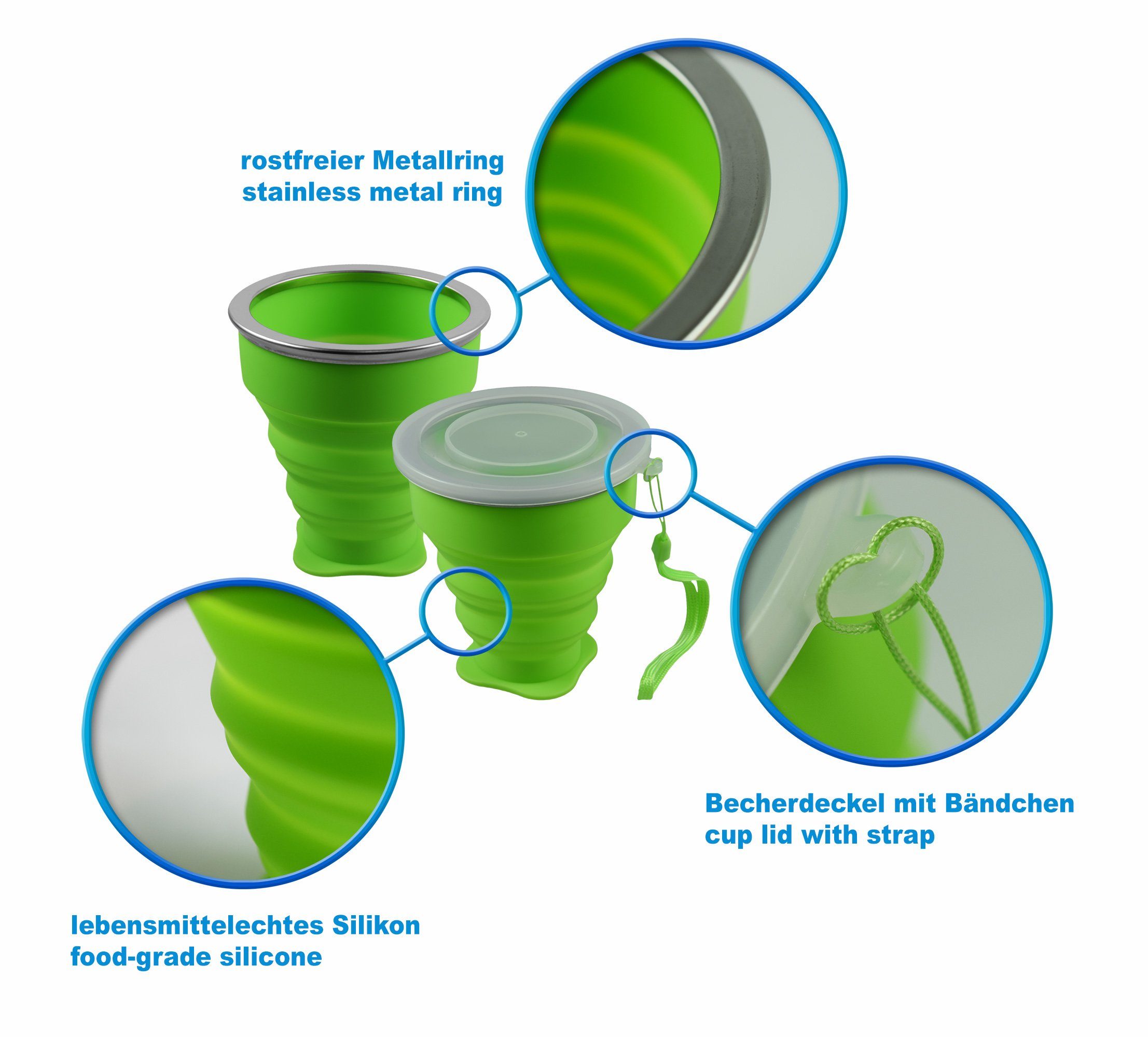 SHIBBY Becher Faltbarer Silikon-Becher - Reisetasse Camping Trinkbecher – 210ml – Bild 4 von 5