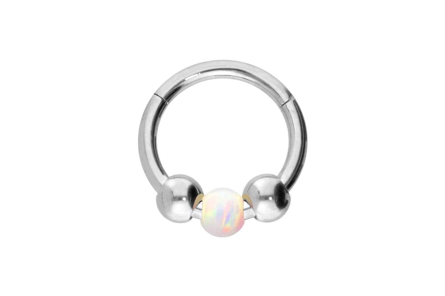 Piercing-Set Titan Segmentring Clicker SYNTHETISCHE OPALKUGEL