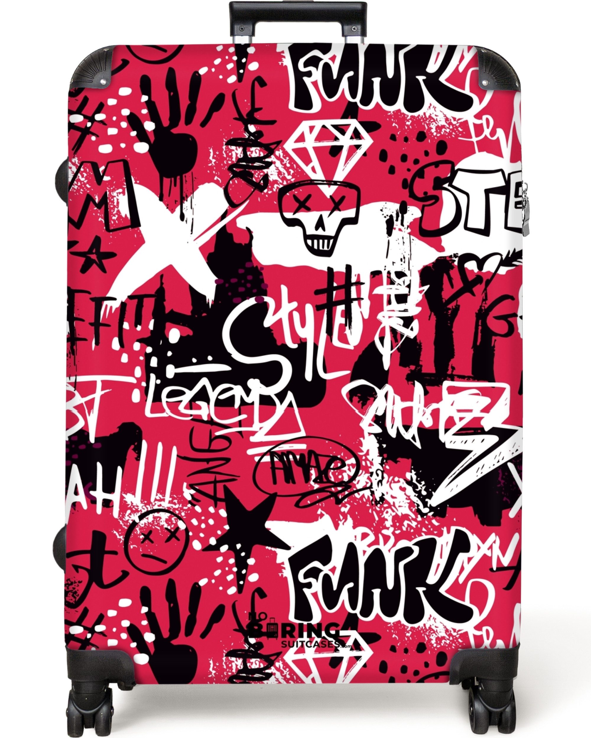 NoBoringSuitcases.com© Hartschalen-Trolley Graffiti-Kunstwerk auf rosa Hint günstig online kaufen