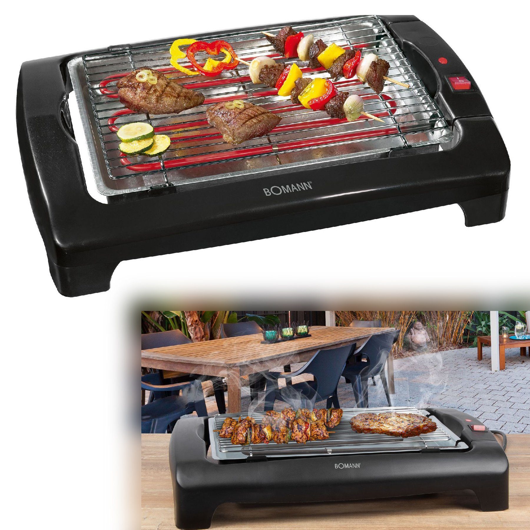 BOMANN Tischgrill BOMANN Grill Elektro Tischgrill elektrisch Elektrogrill Balkon
