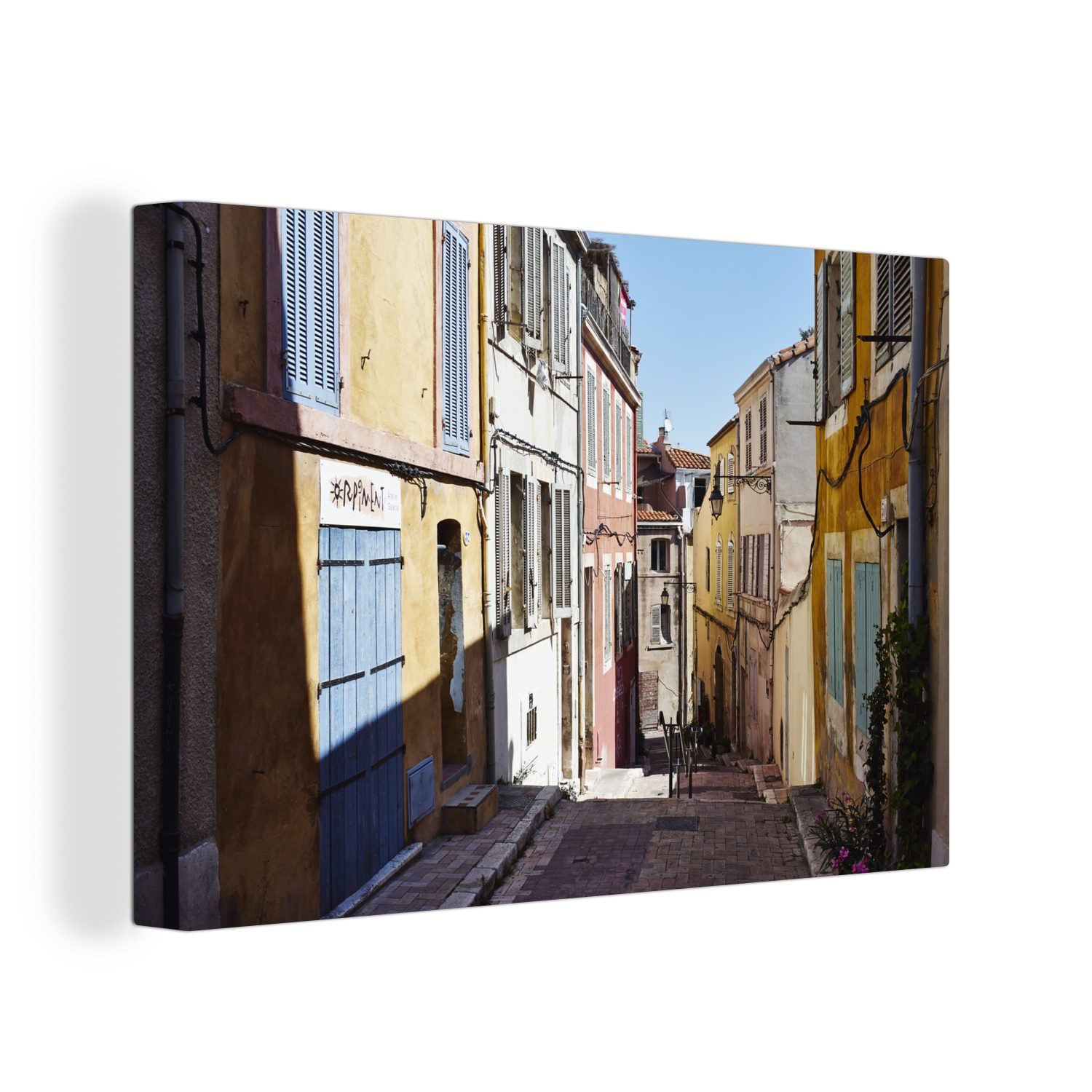 OneMillionCanvasses® Leinwandbild - - Häuser Leinwandbilder, (1 Wanddeko, Straße Wandbild cm Aufhängefertig, St), 30x20 Marseille