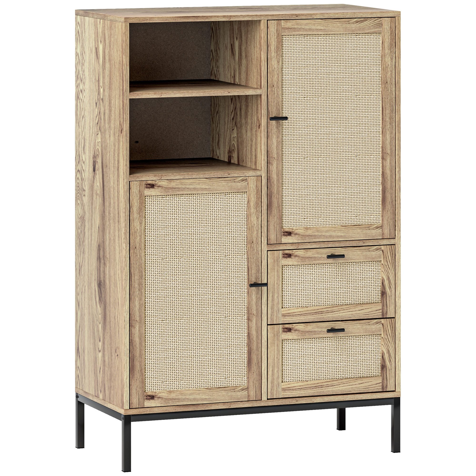 HOMCOM Highboard mit Rattan-Türen, Schubladen, verstellbaren günstig online kaufen