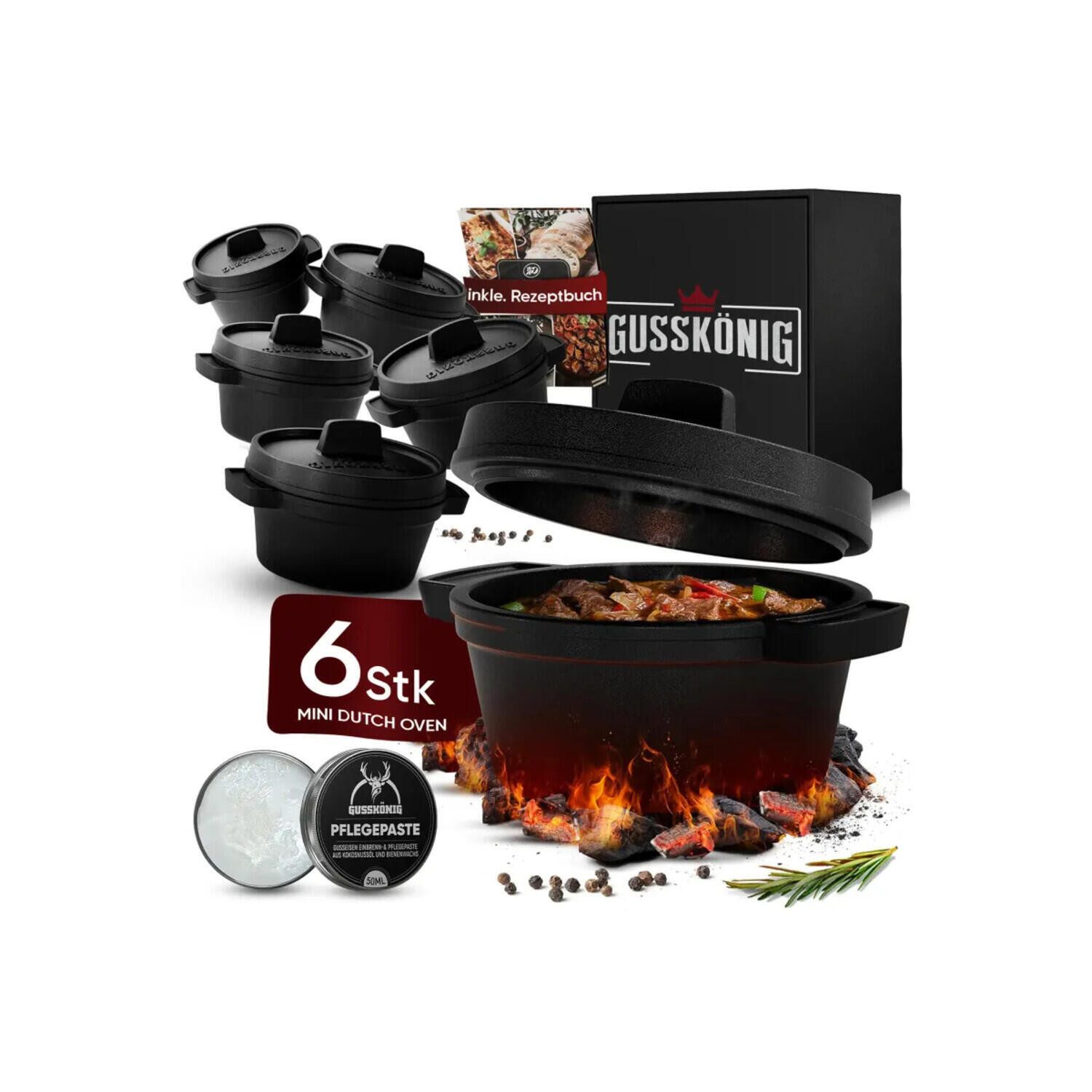 GUSSKÖNIG Bräter 6St. 300ml Mini Dutch Oven Set