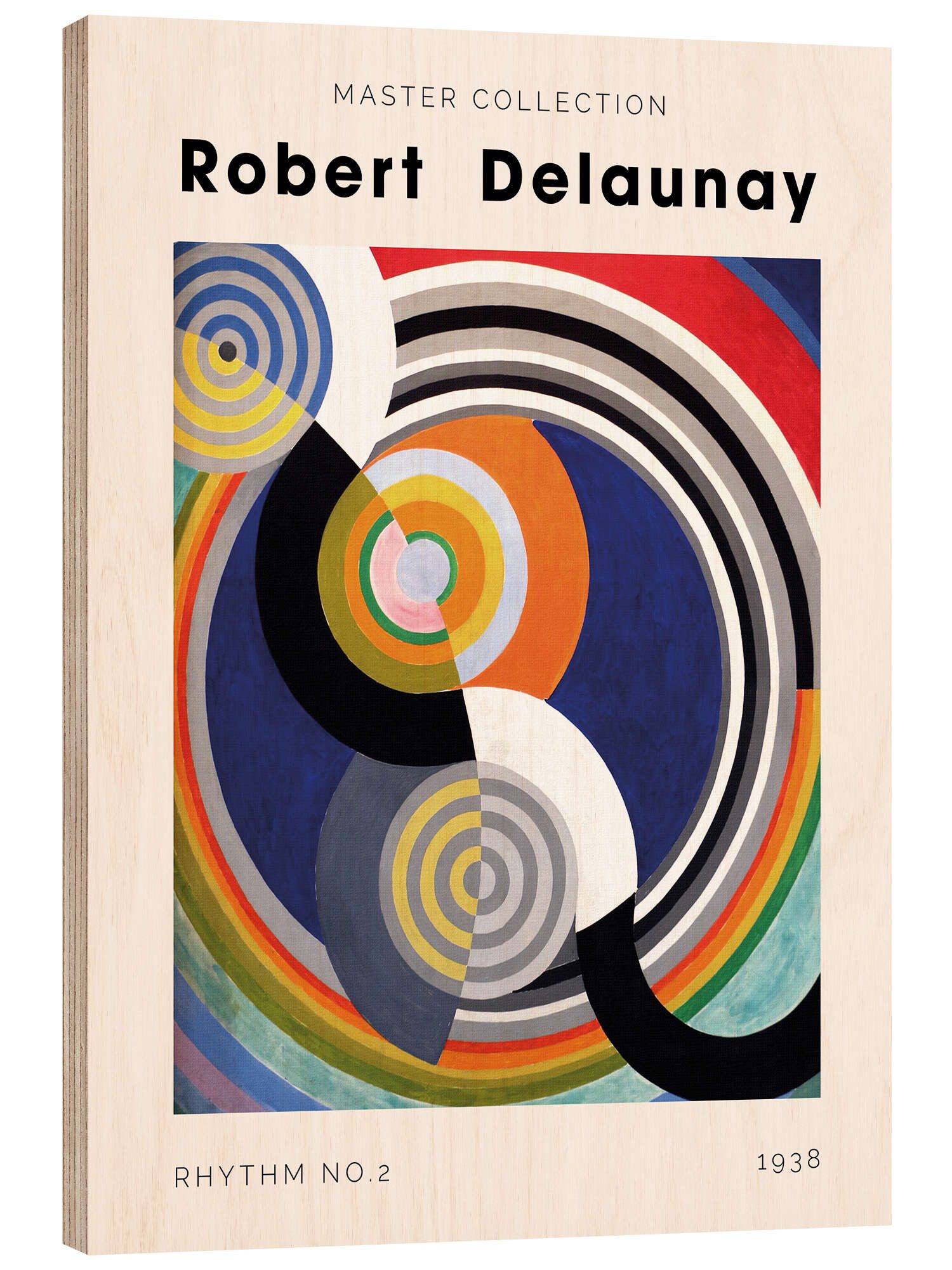 Posterlounge Holzbild Robert Delaunay, Rhythm No. 2, 1938, Wohnzimmer Modern Grafikdesign