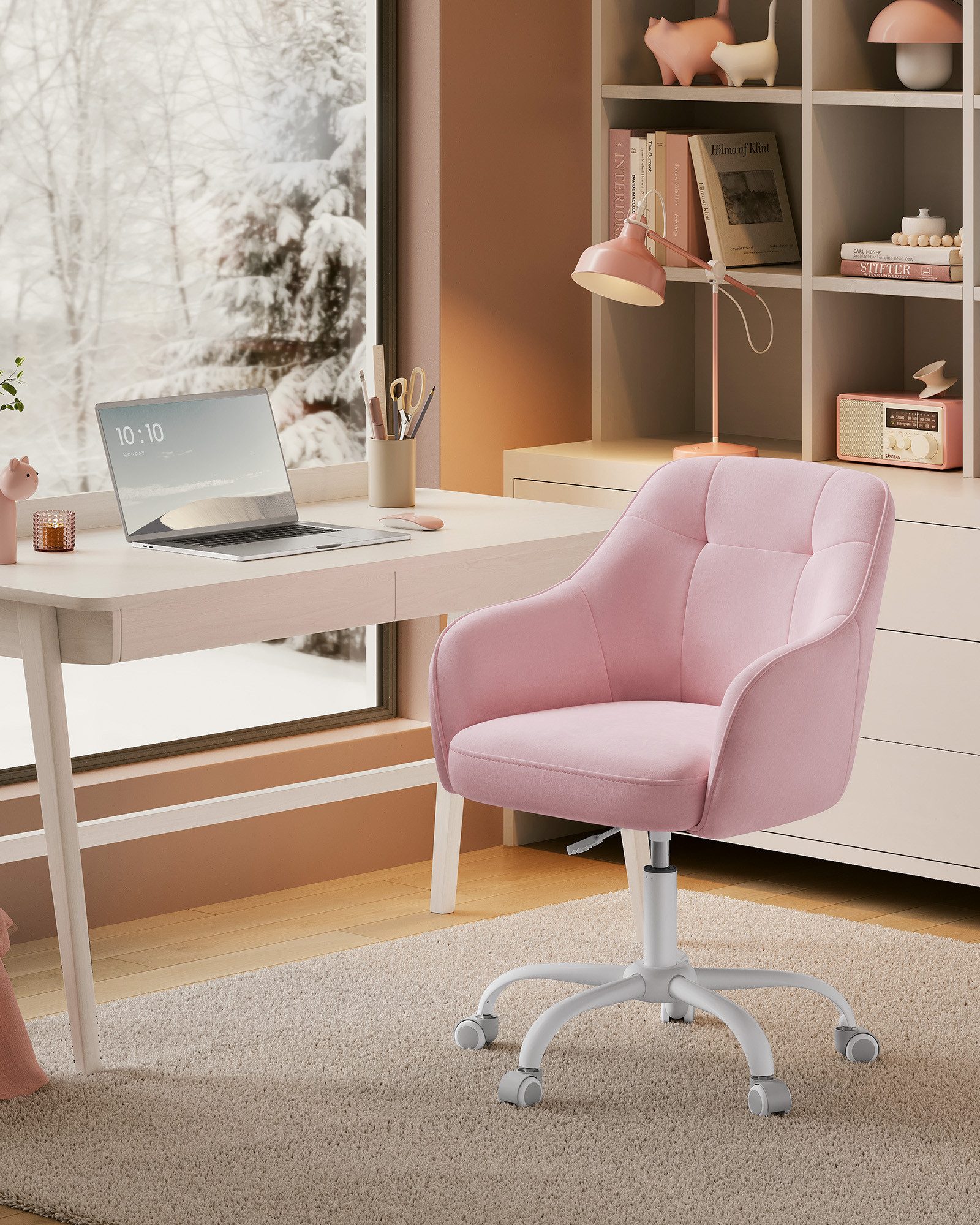 SONGMICS Bürostuhl (1 St), höhenverstellbar, atmungsaktiv, Samt