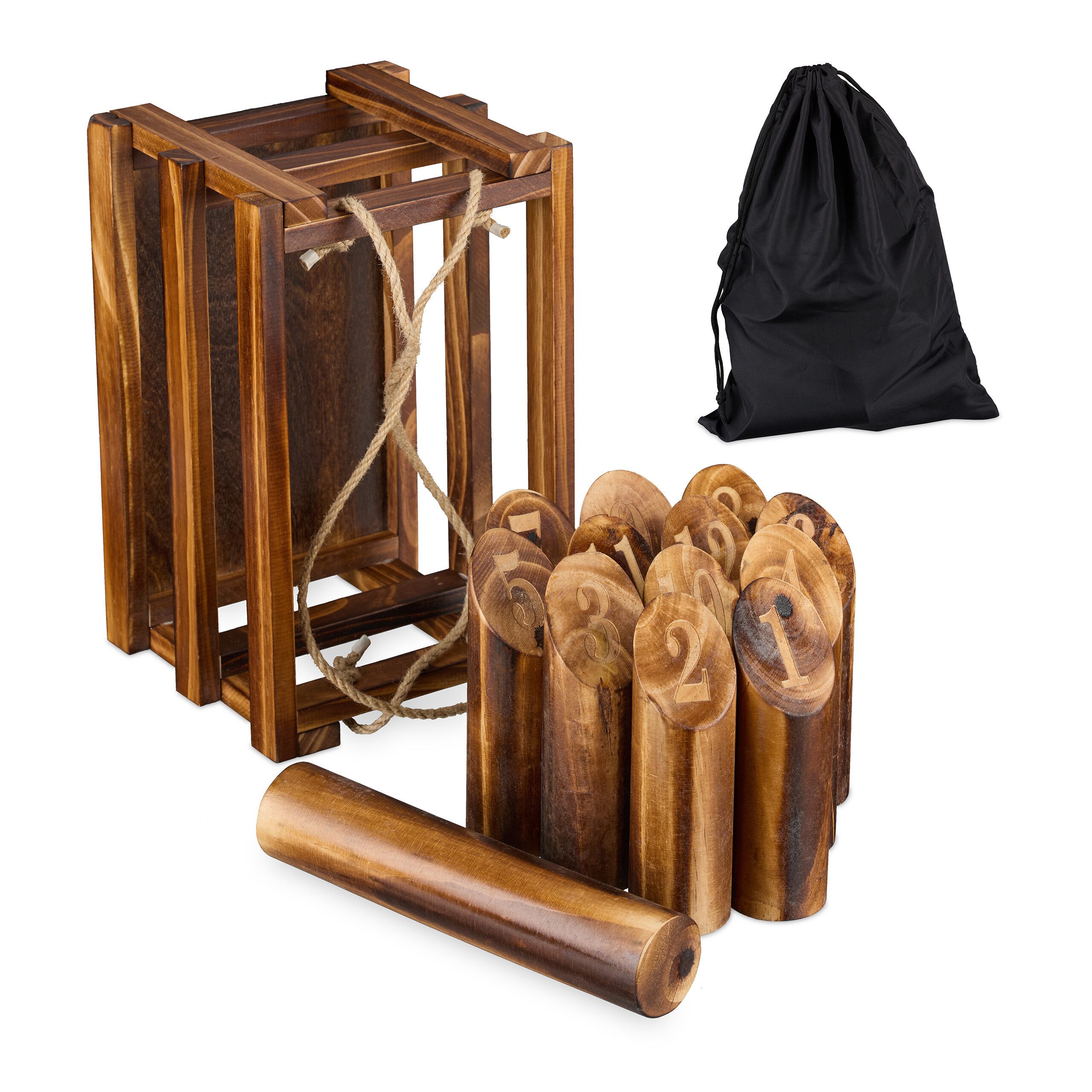 Spielzeug-Gartenset Kubb Wikingerspiel mit Holzbox