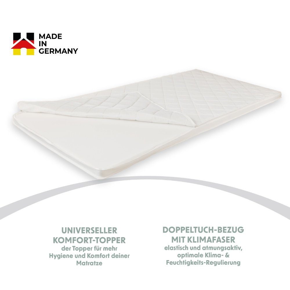 Topper LAY - Made in Germany, HOME DELUXE, 6 cm hoch, Polyester, für Allergiker geeignet, atmungsaktiv, Schadstoffgeprüft