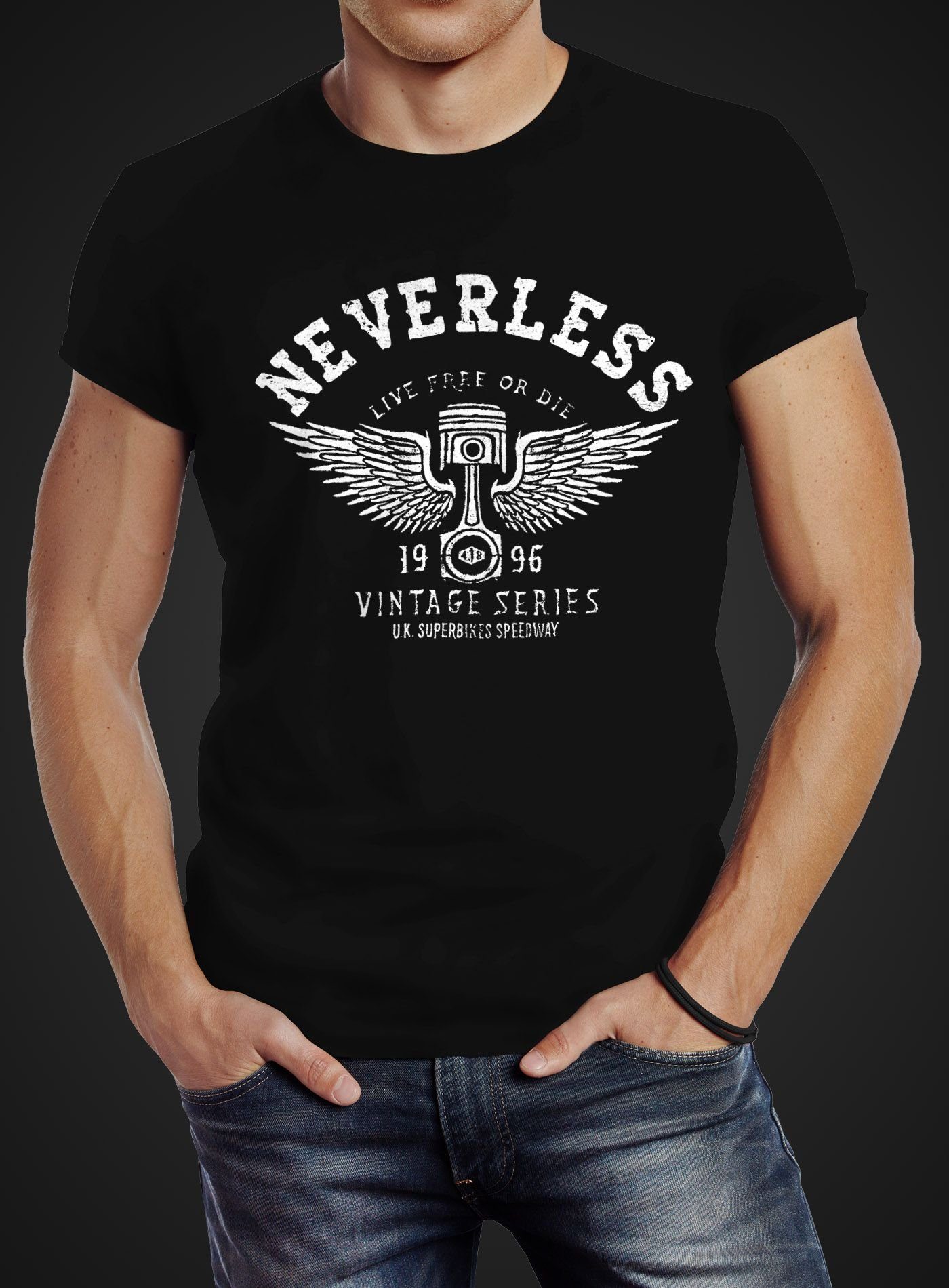 Neverless Print-Shirt Herren T-Shirt Biker Motorrad Motorblock Engine Flüge günstig online kaufen