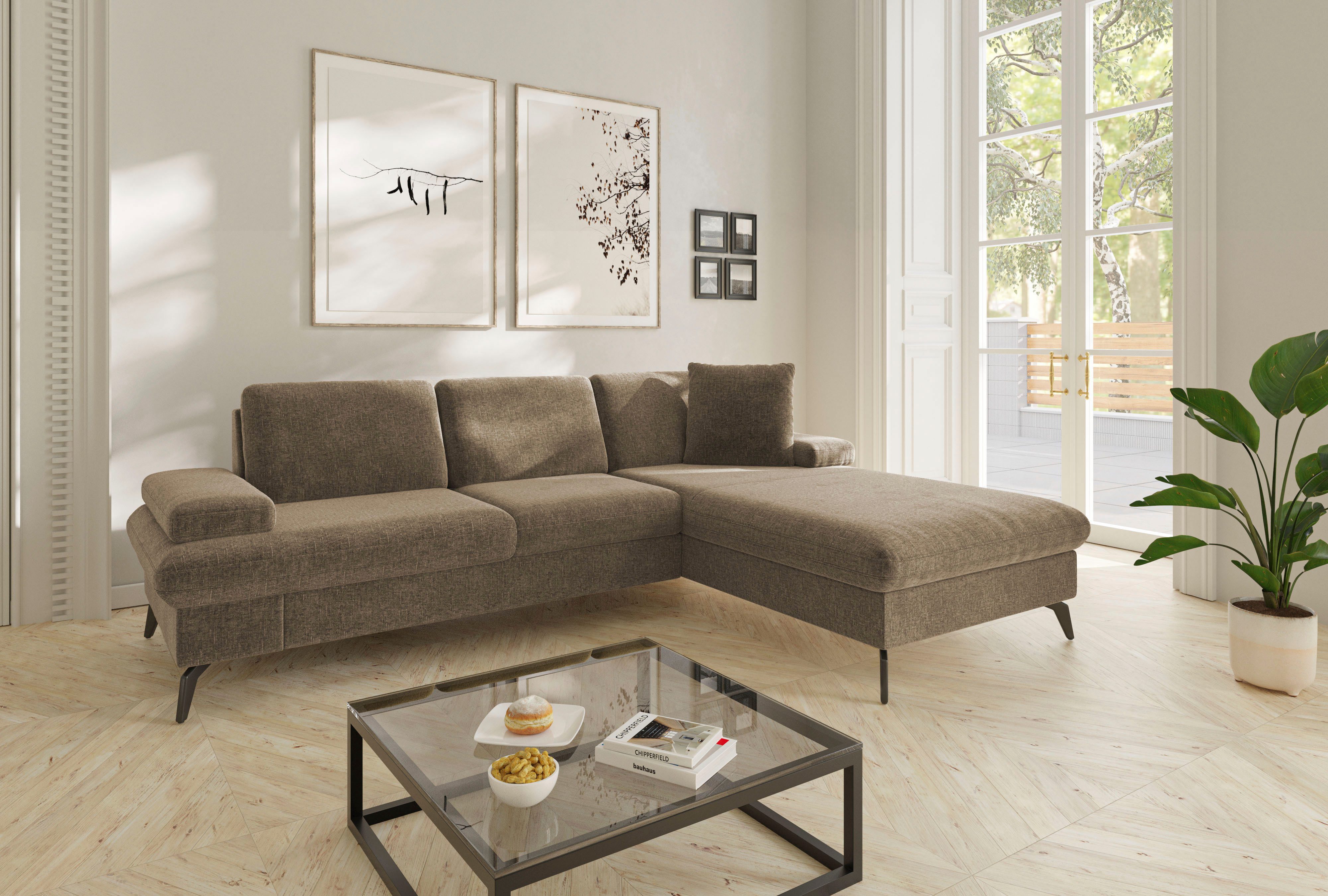 sit&more Ecksofa Morris Jubi L-Form, B: 247 cm, mit Armteilfunktion & 1 Zierkissen, optional Bettfunktion