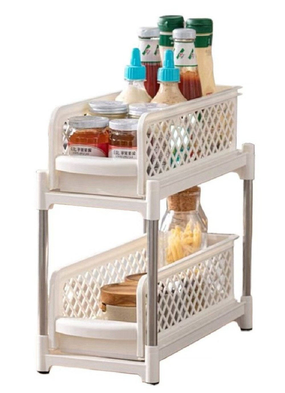 Creliv Aufbewahrungskorb Schubladenregal mit 2 Körben, 1x Deckelhalter als günstig online kaufen