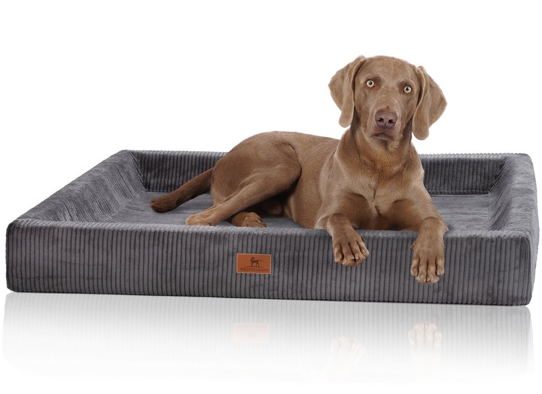 Knuffelwuff Hundebett Santiago Orthopädisch Cord XL 105 x 80cm Grau günstig online kaufen