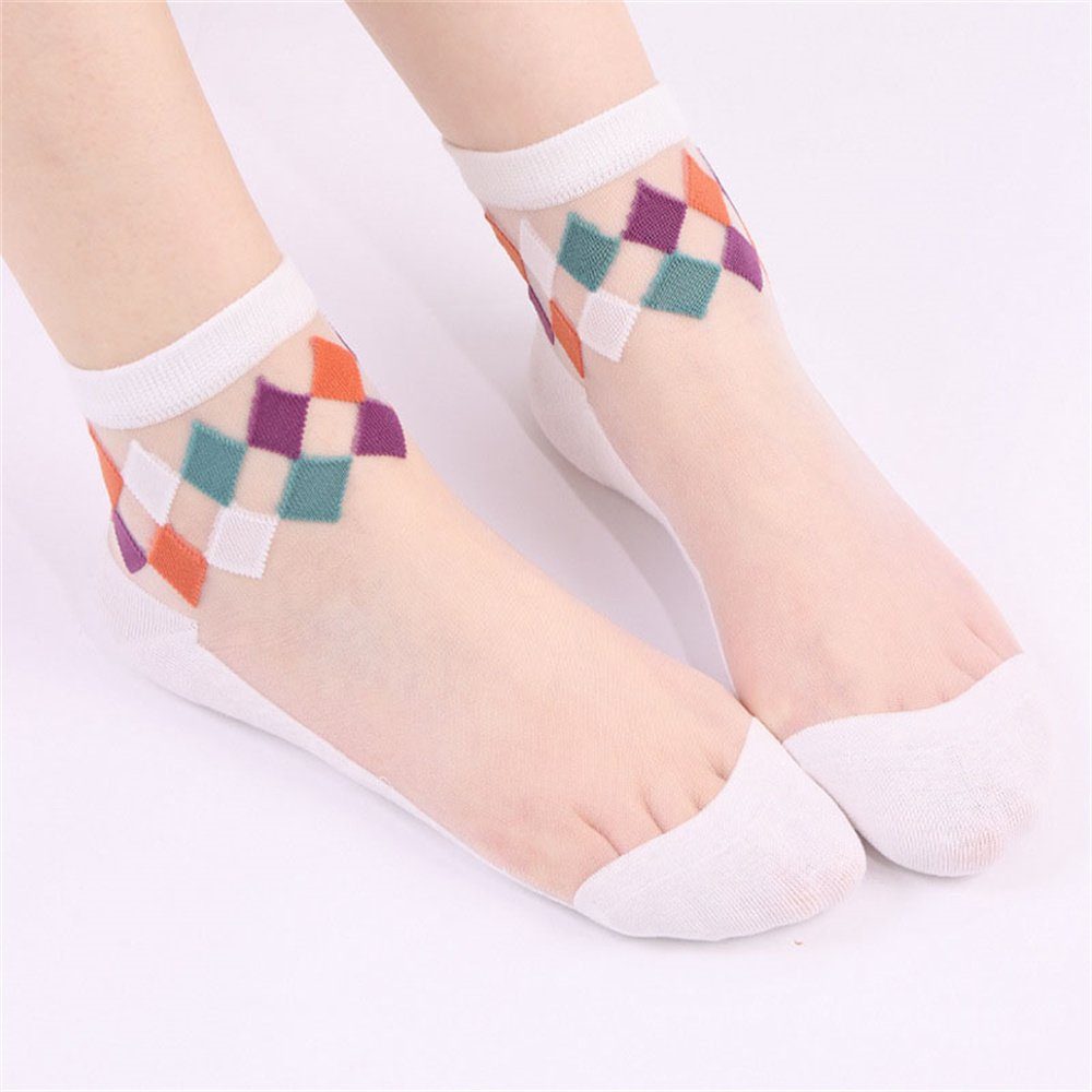 für modische DÖRÖY Frauen, Sommerliche Socken in 5er-Socken Rautenform Strümpfe