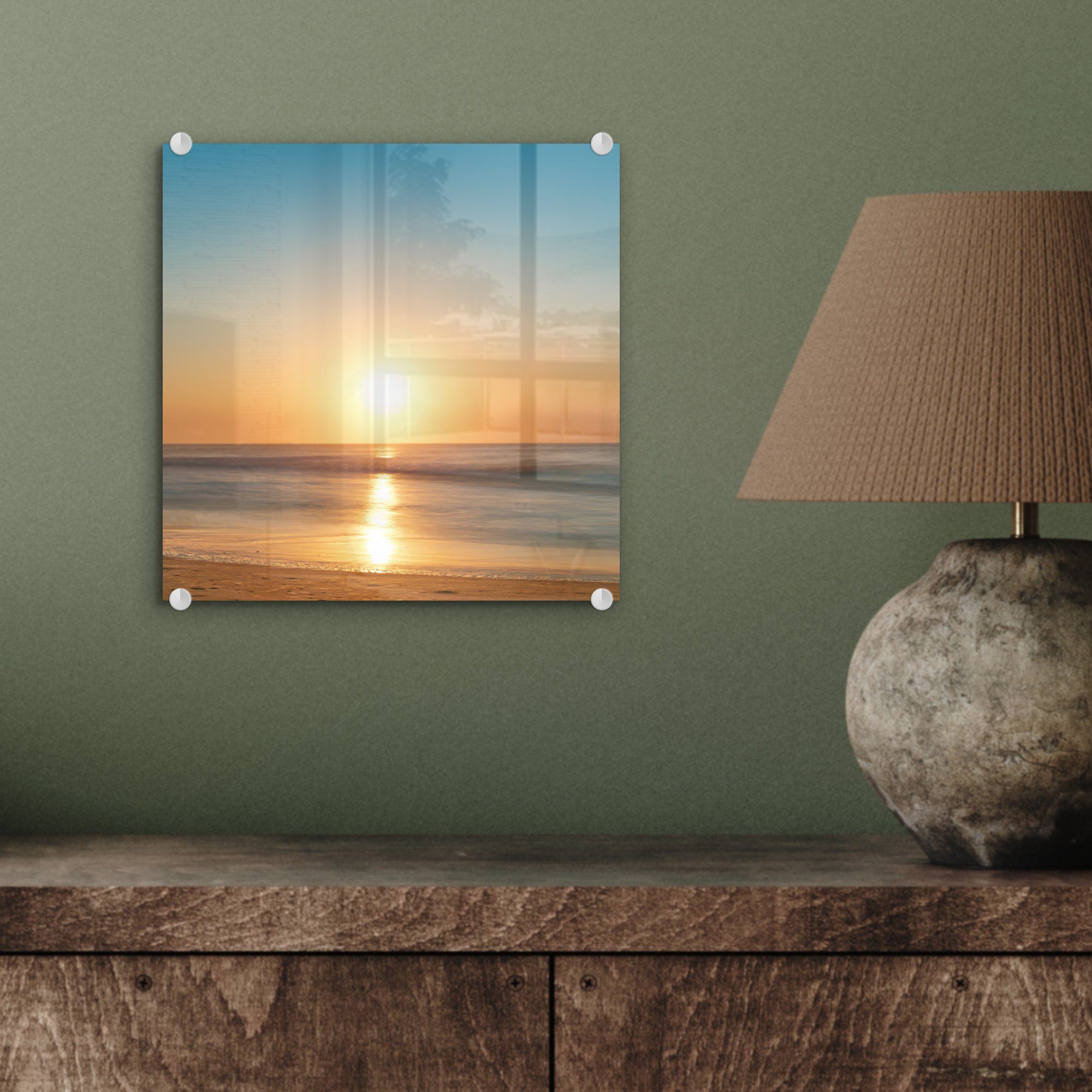 Acrylglasbild - Wanddekoration auf - Foto Farben (1 MuchoWow Glasbilder Glas auf - Sonne, Wandbild - Glas - Bilder Meer St),
