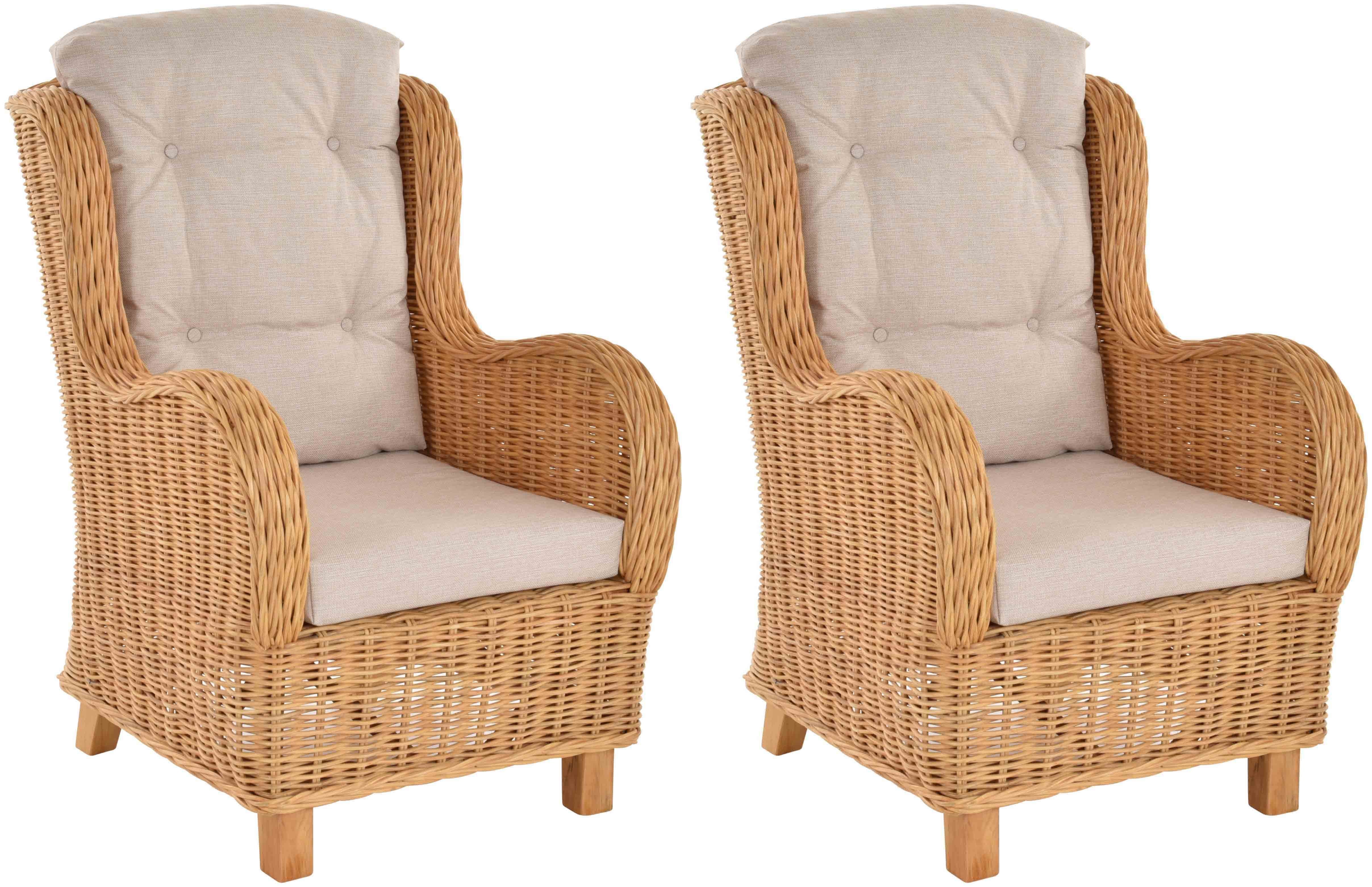 Krines Home Loungesessel Set/2 Lesesessel Birmingham Rattansessel Rattanmöbel Set Sessel Rattan Honig