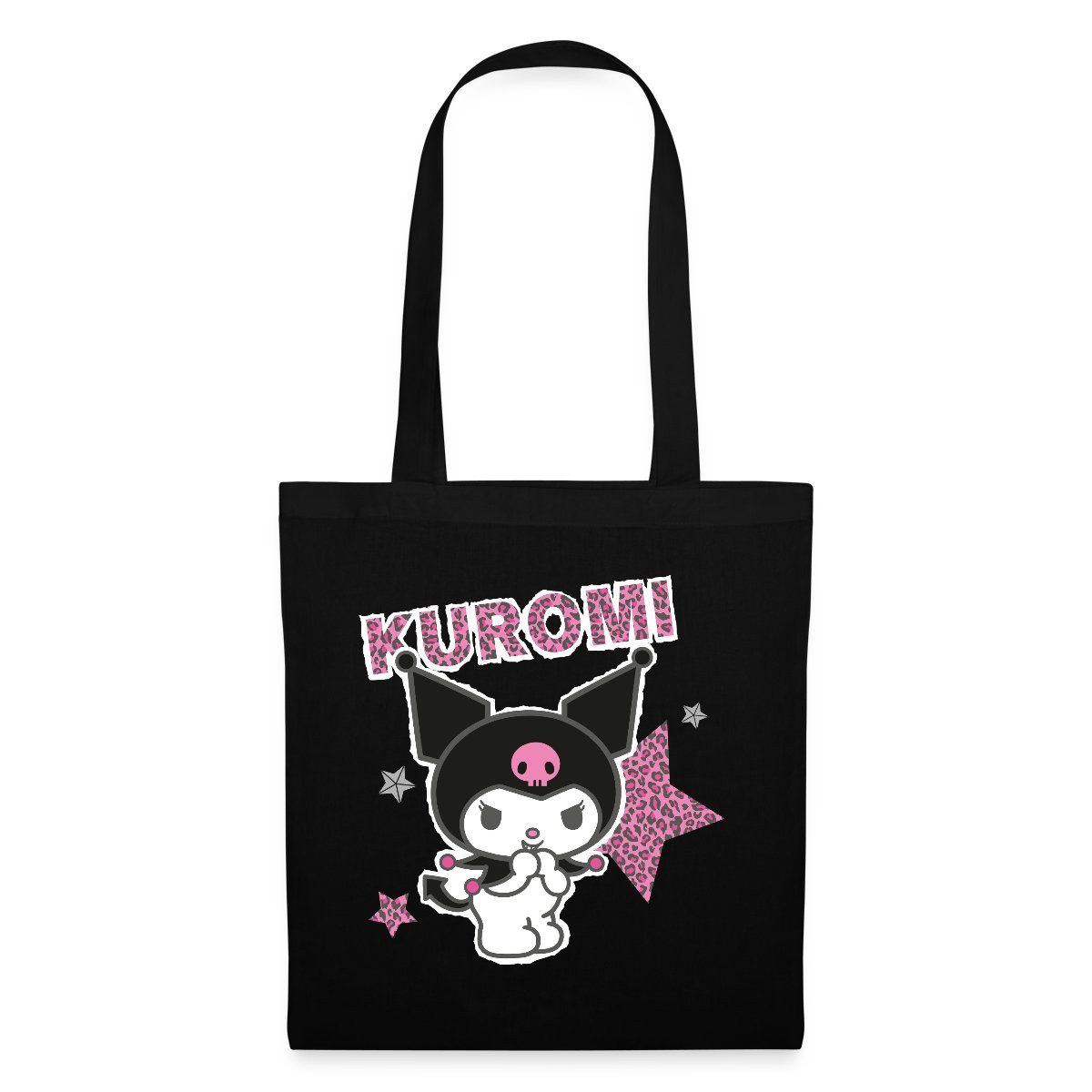 Spreadshirt Henkeltasche Kuromi Mit Schriftzug Leo Stil Stoffbeutel (1-tlg)
