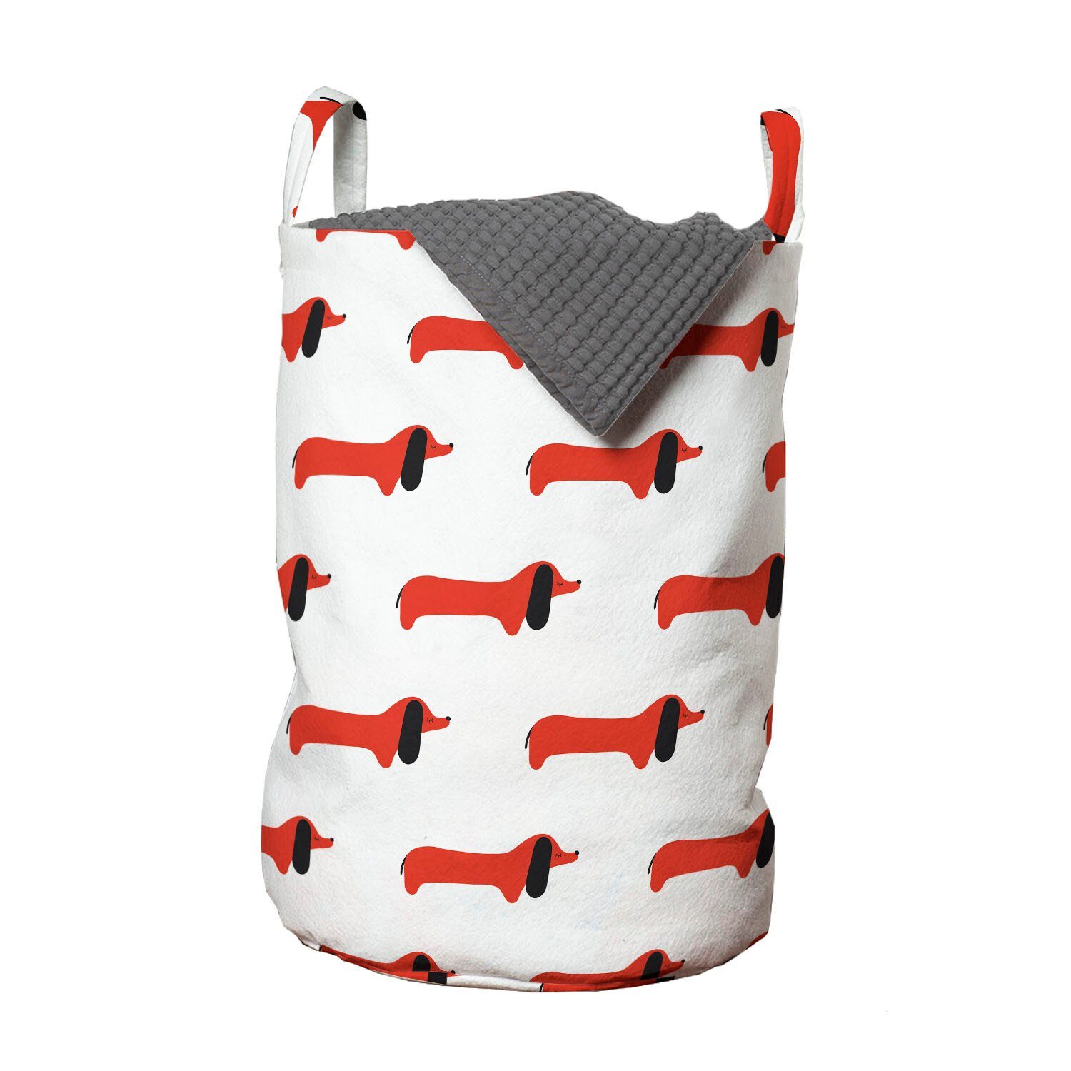 Abakuhaus Wäschesäckchen Wäschekorb mit Griffen Kordelzugverschluss für Waschsalons, Dackel Bicolor Abstrakt Hunde