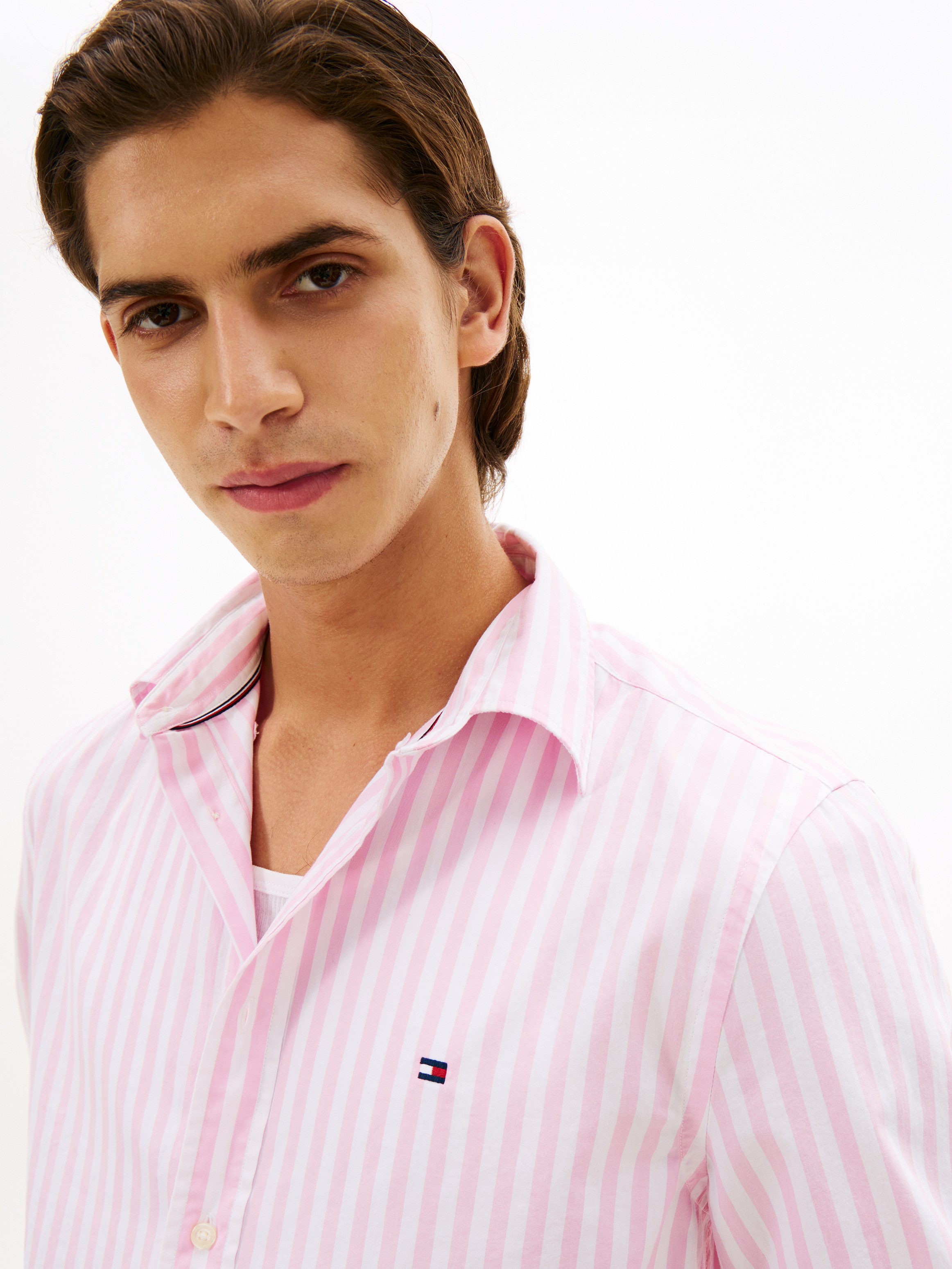 Tommy Hilfiger Langarmhemd FLEX POPLIN CLASSIC STP Regular Fit gestreift, Button-Down-Kragen