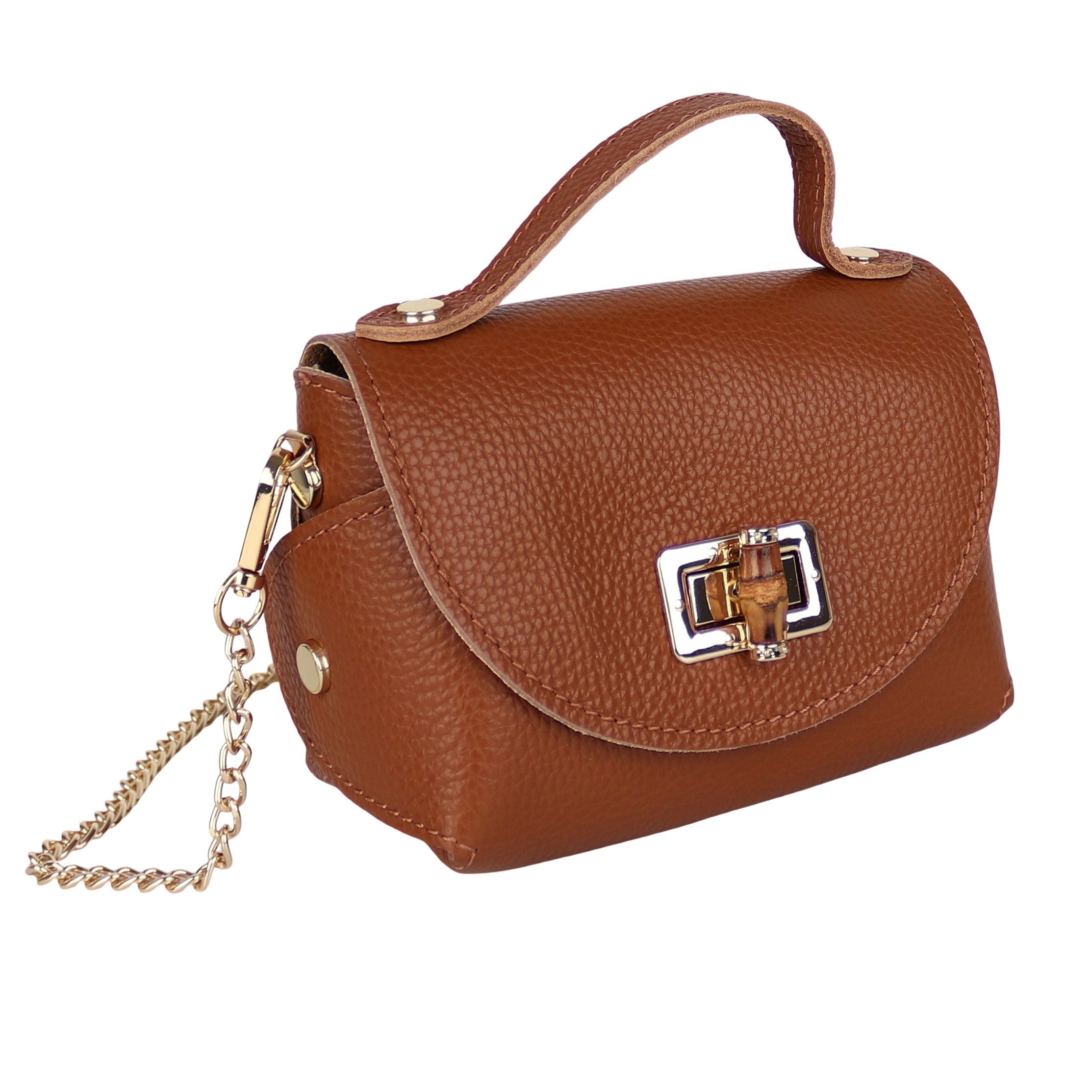 Henkeltasche Damen kleine Tasche aus Echtleder Schultertasche 16,50x10x8,50 cm