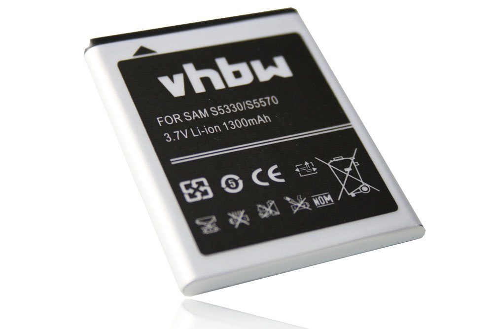 vhbw passend für Samsung Wave GT-S5250, 578 GT-S5780, 723 GT-S7230, 723 Smartphone-Akku 1300 mAh