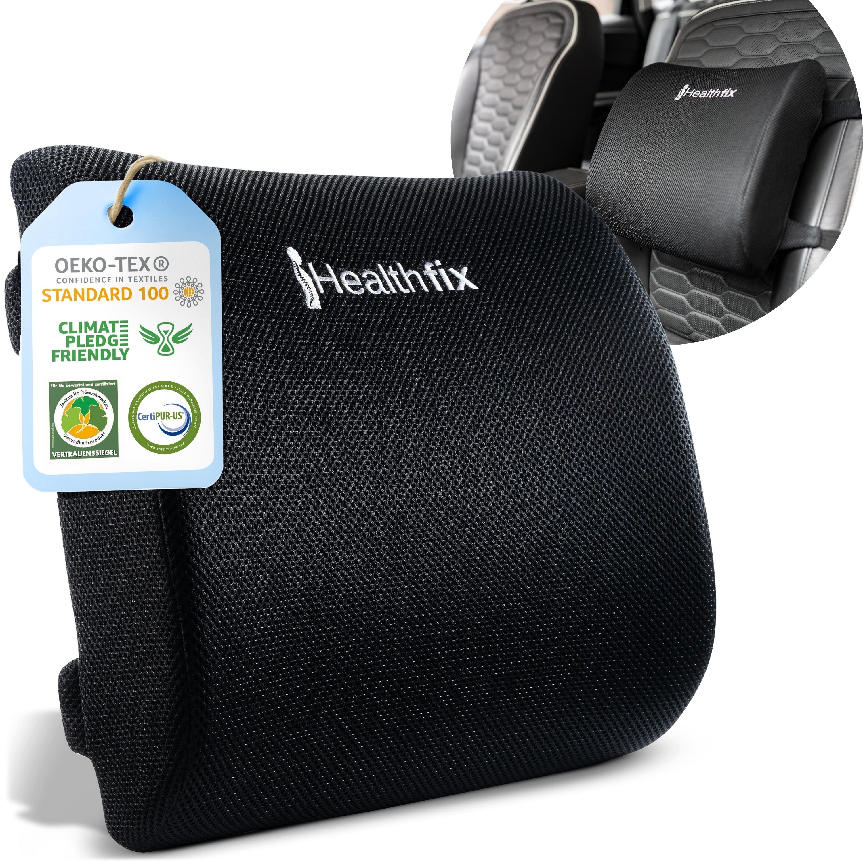 Healthfix Lendenkissen Ergonomisches Rückenkissen für Optimale Sitzhaltung
