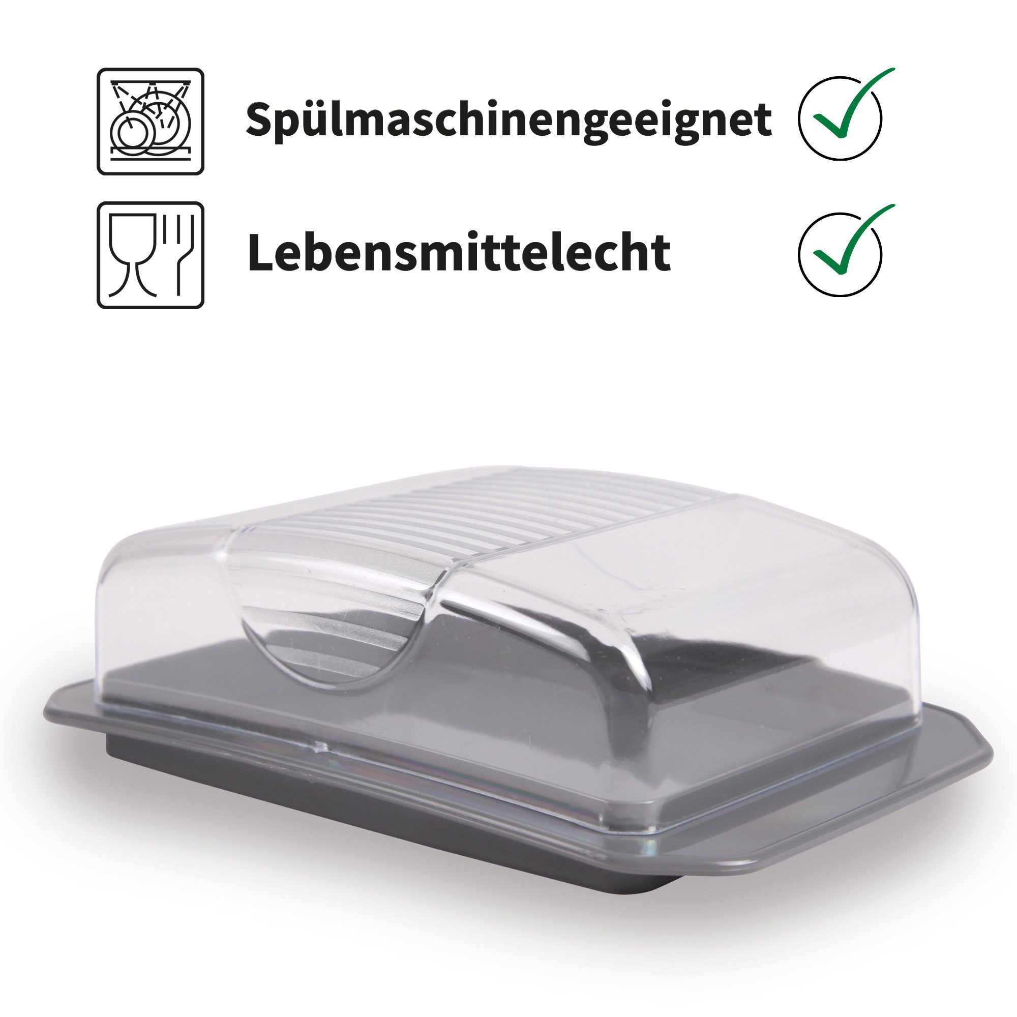 Pro Home Butterdose mit Deckel (BPA-freiem, bruchsicherem Kunststoff), Kunststoff, (Set, 1x Deckel, 1x Unterboden), Butterbehälter & Butterbox mit 250g
