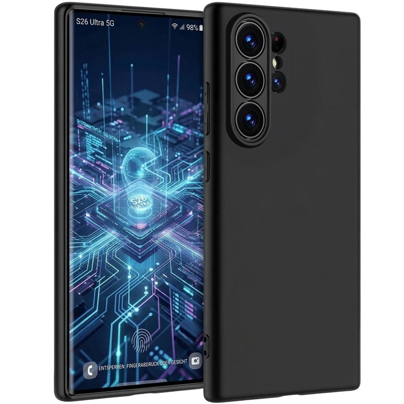 CoolGadget Handyhülle Handy Schutzhülle für Samsung Galaxy S26 Ultra matt schwarz, Silikon TPU Hülle Schutz Tasche Cover schlicht Slim Case