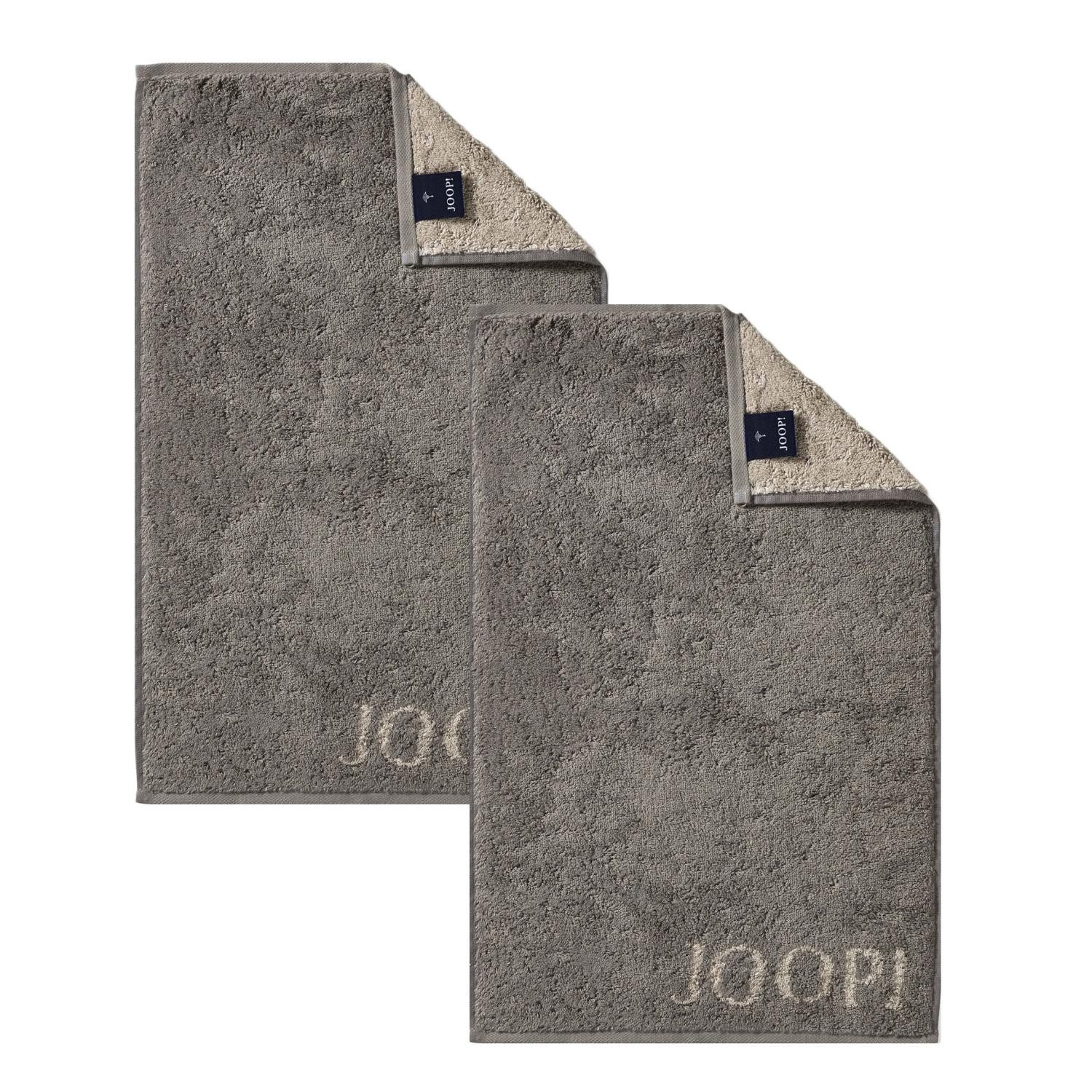 JOOP! Handtuch 2 Stück Joop! Gästetuch Classic Graphit Taupe 1600-70 30x50, Walkfrottier, 100% Baumwolle