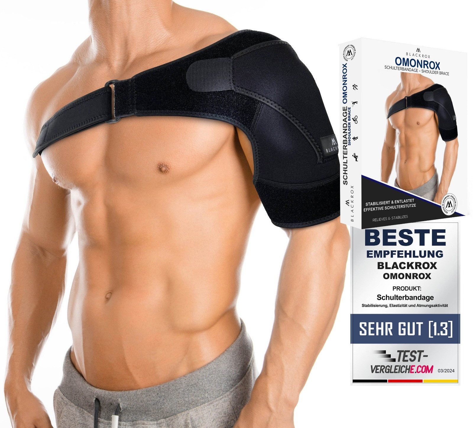BLACKROX Schulterbandage [Vergleichssieger 2026] Damen & Herren, One Size, Schulterstütze