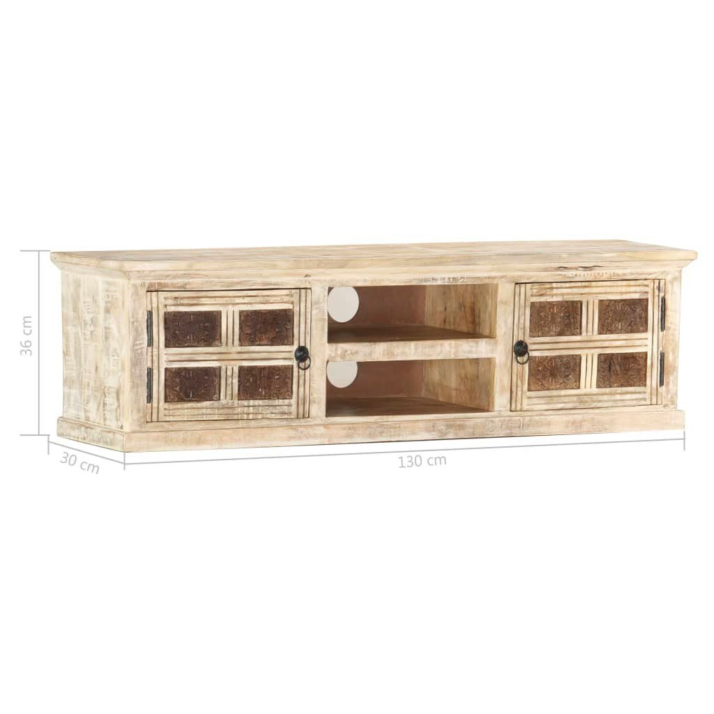 Massivholz Mango TV-Schrank TV-Schrank cm vidaXL Weiß 130×30×36