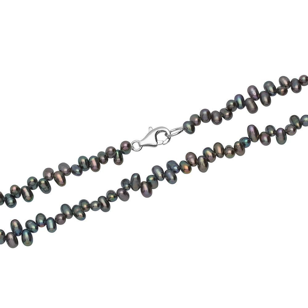 Unique Perlenkette Aus echten Süßwasserperlen in Grau PN0026