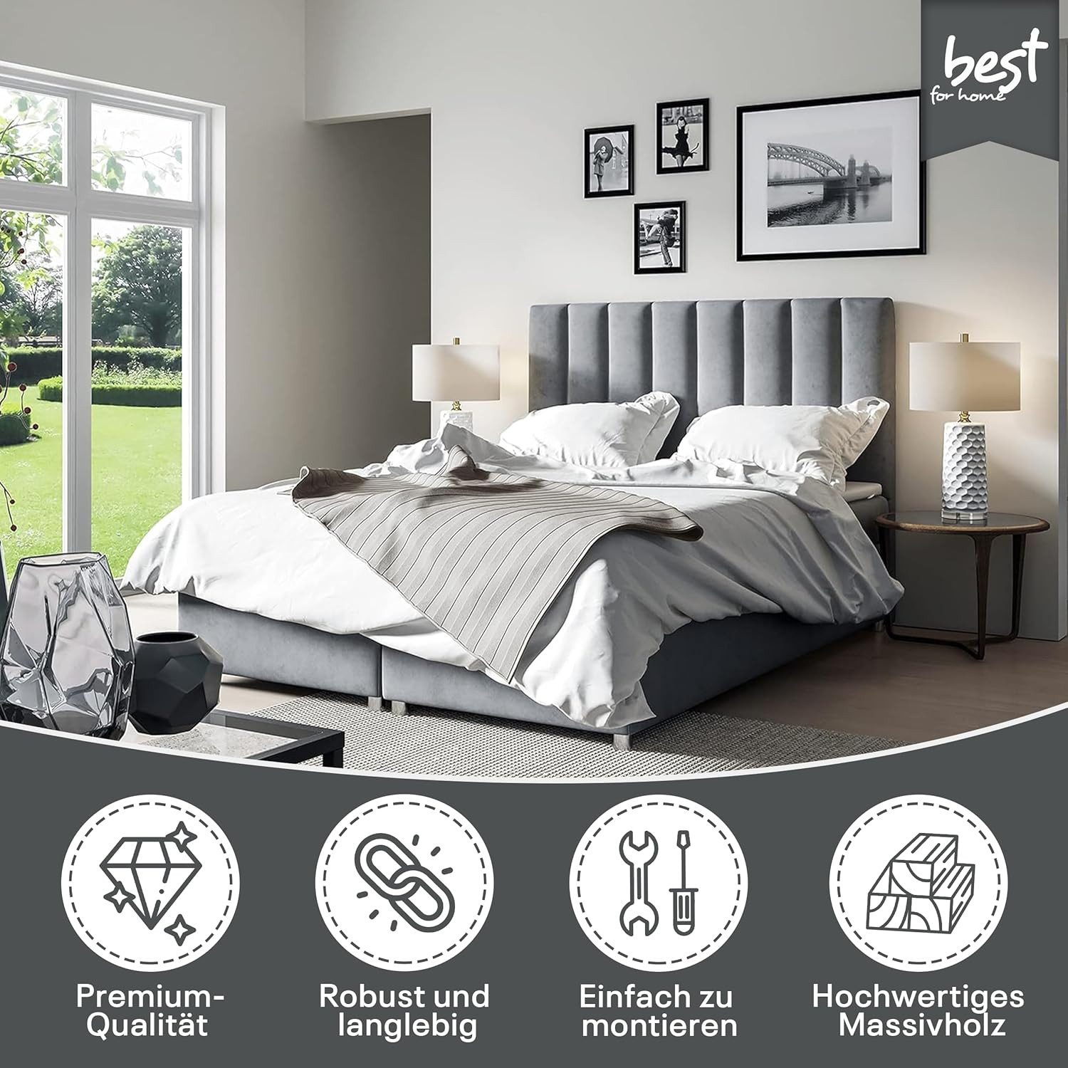 Best for Home Boxspringbett Trinity K-10 Boxspringbett mit Bettkasten, Bone günstig online kaufen